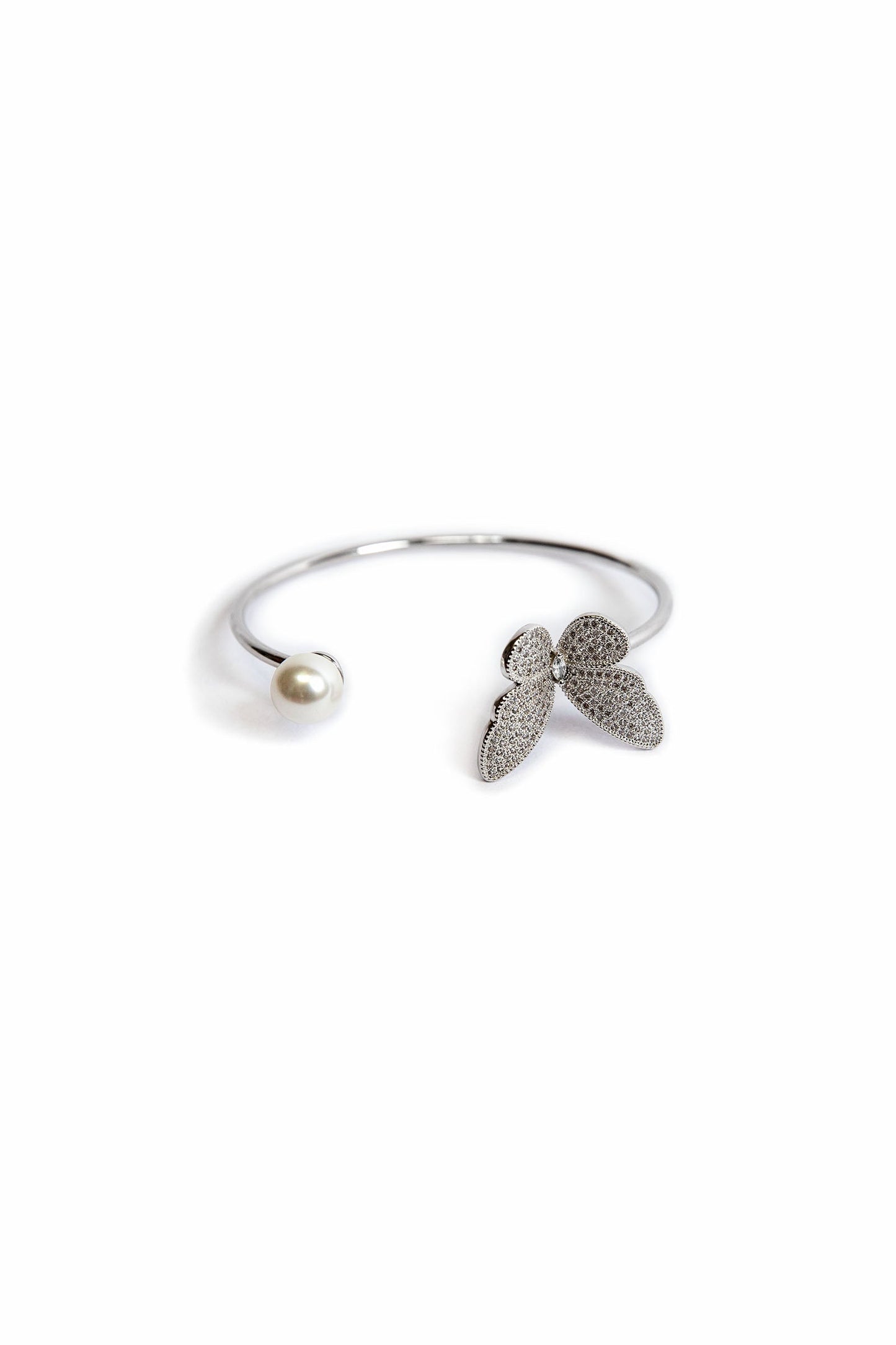 Butterfly Pearl Bangle Bracelet