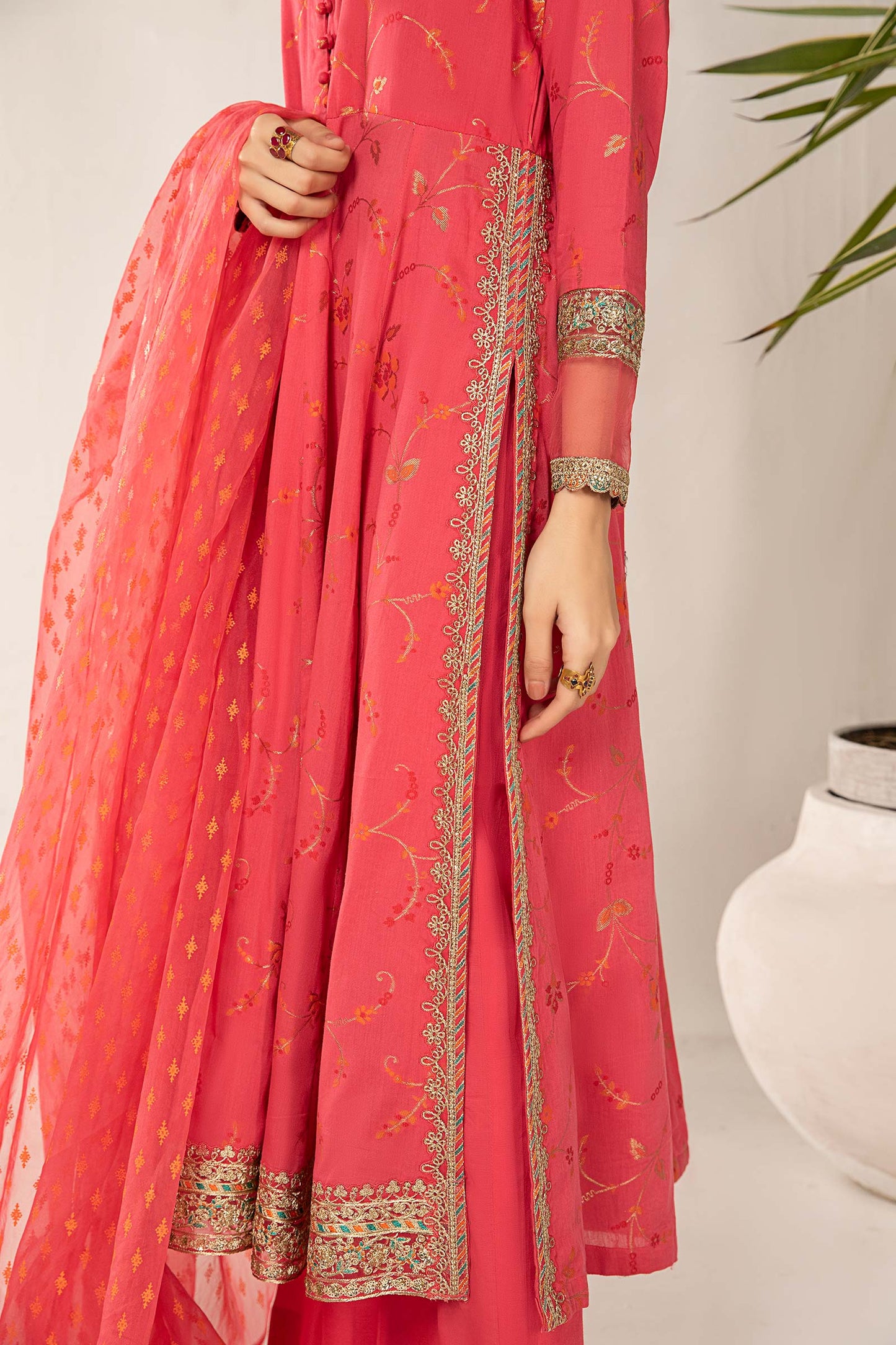 3 PIECE EMBROIDERED JACQUARD BROSHIA SUIT | DW-EF24-120