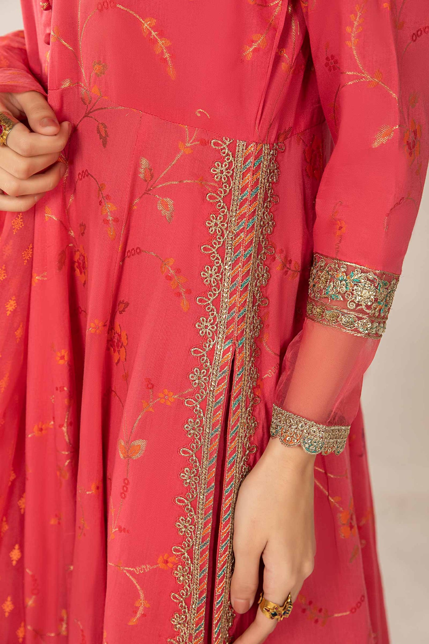 3 PIECE EMBROIDERED JACQUARD BROSHIA SUIT | DW-EF24-120