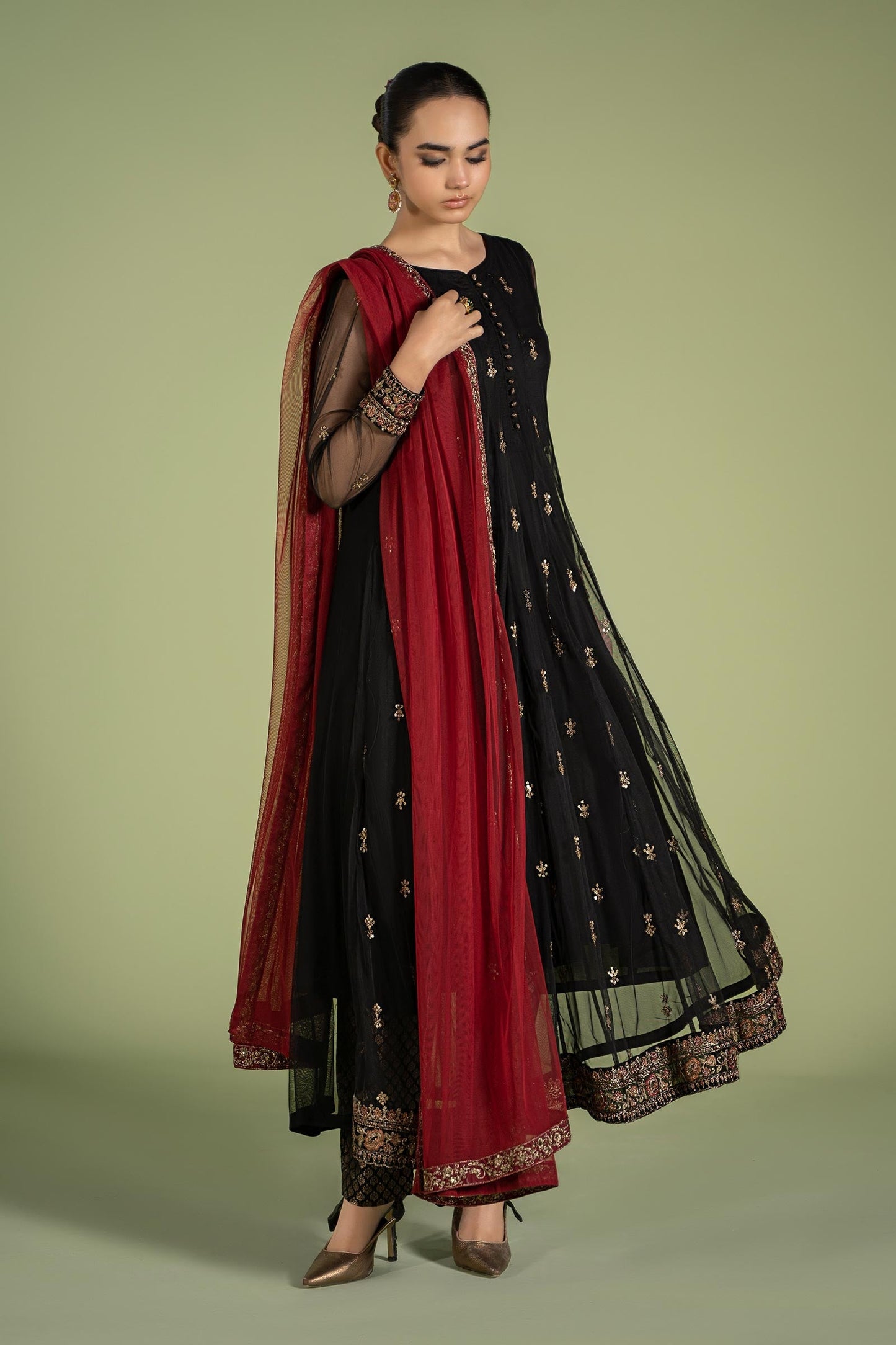 3 PIECE EMBROIDERED NET SUIT | DW-EF24-116