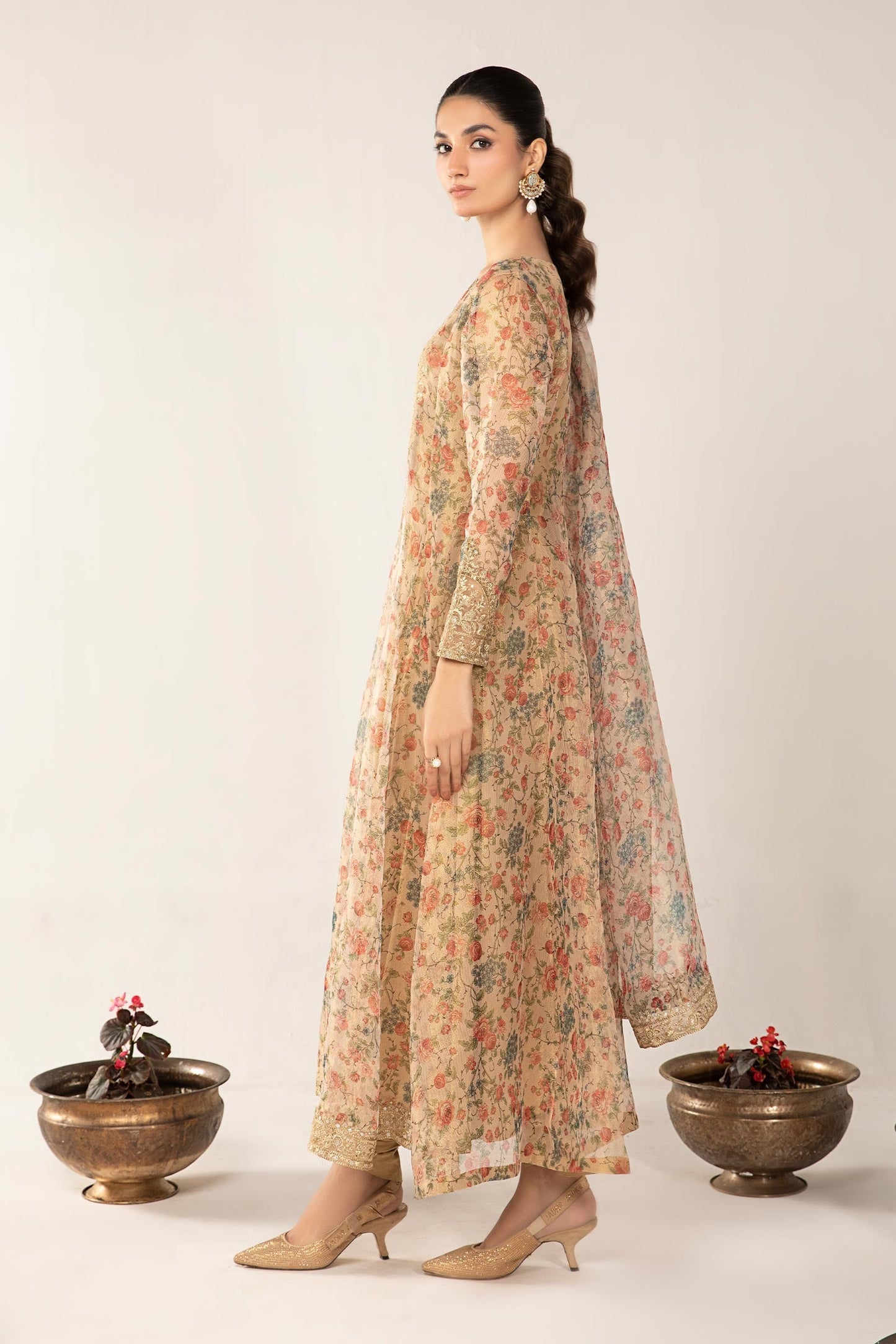 3 PIECE PRINTED ORGANZA MASOORI NET SUIT | DW-EF24-65