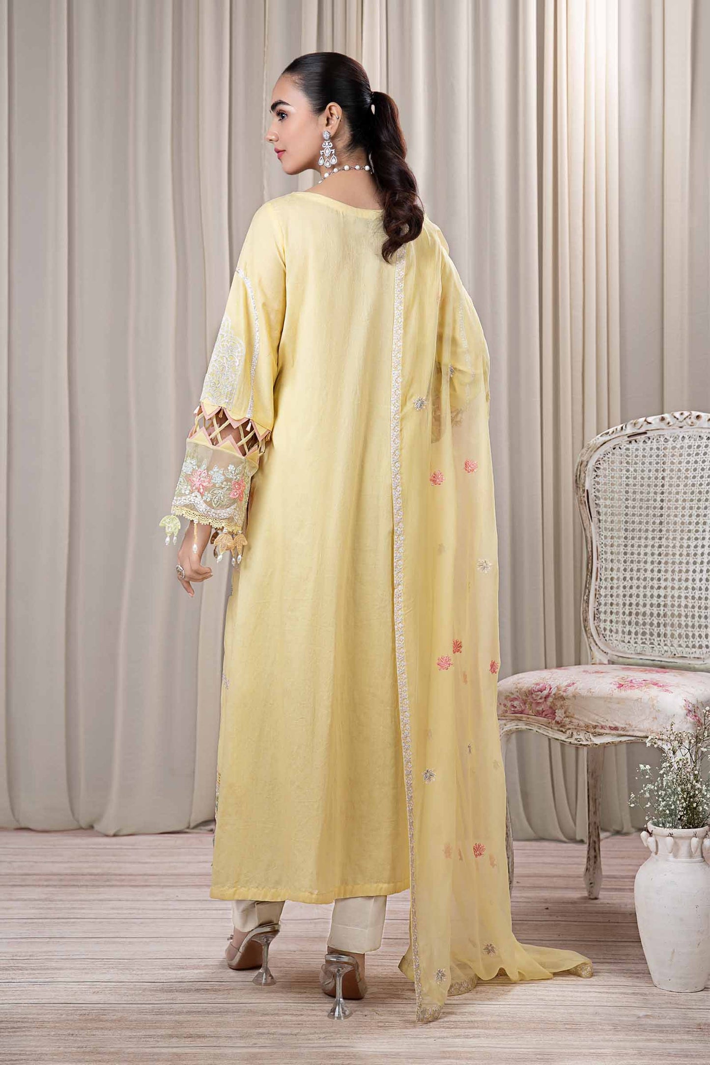 3 PIECE EMBROIDERED SELF JACQUARD SUIT | DW-EF24-109