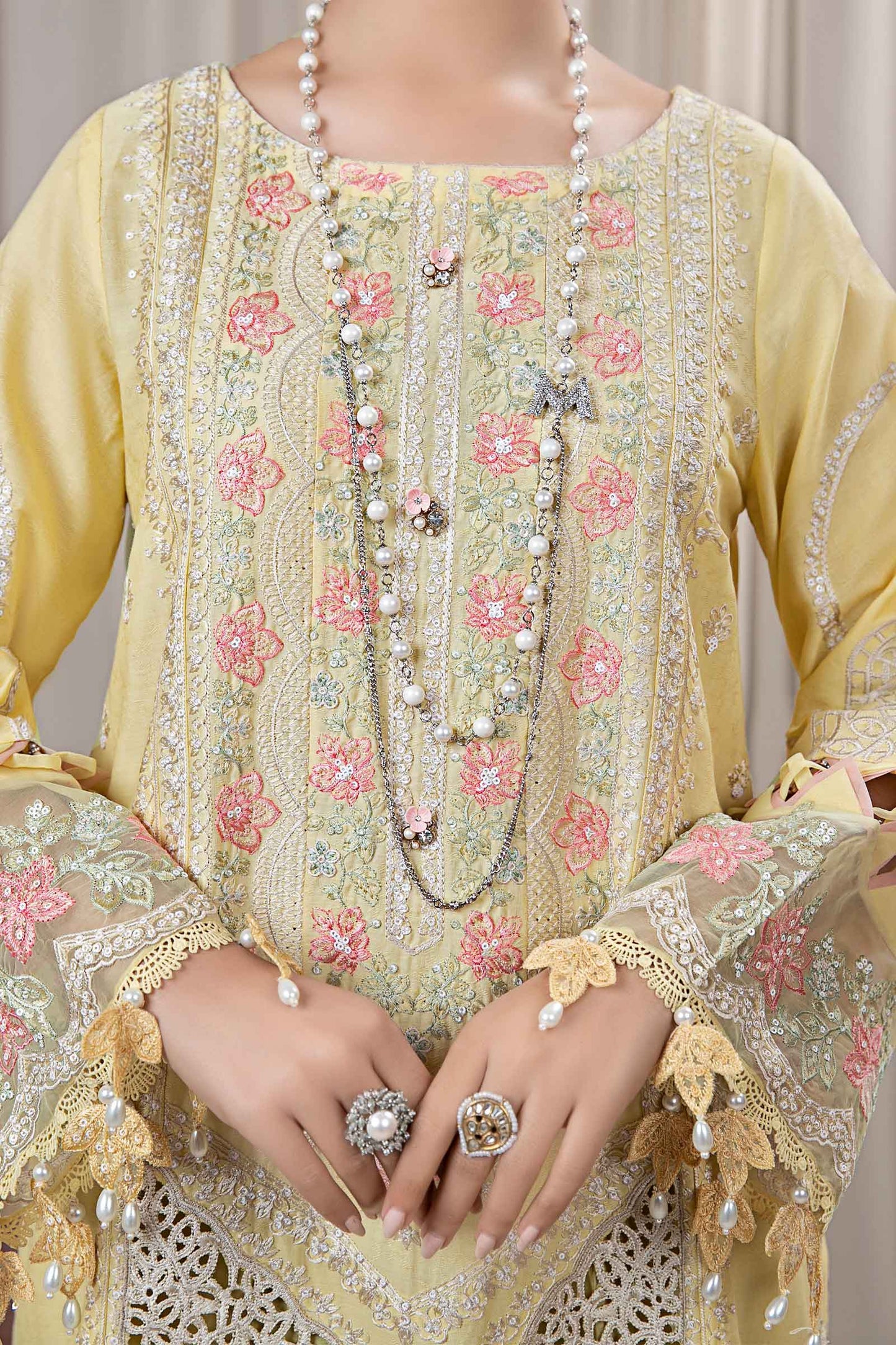 3 PIECE EMBROIDERED SELF JACQUARD SUIT | DW-EF24-109