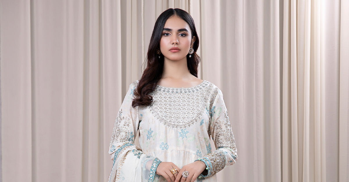 3 PIECE EMBROIDERED JACQUARD BROSHIA SUIT | DW-EF24-56