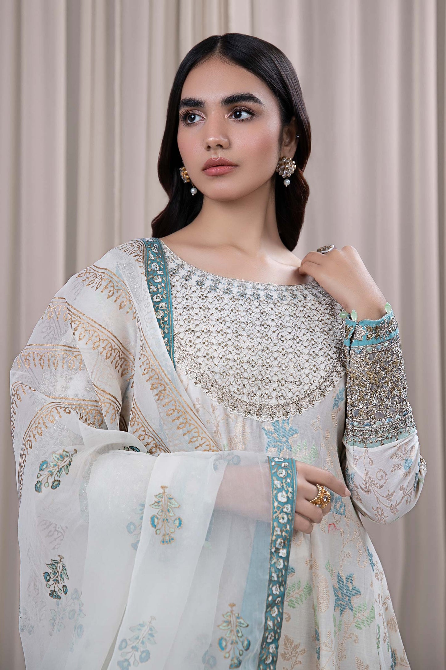 3 PIECE EMBROIDERED JACQUARD BROSHIA SUIT | DW-EF24-56