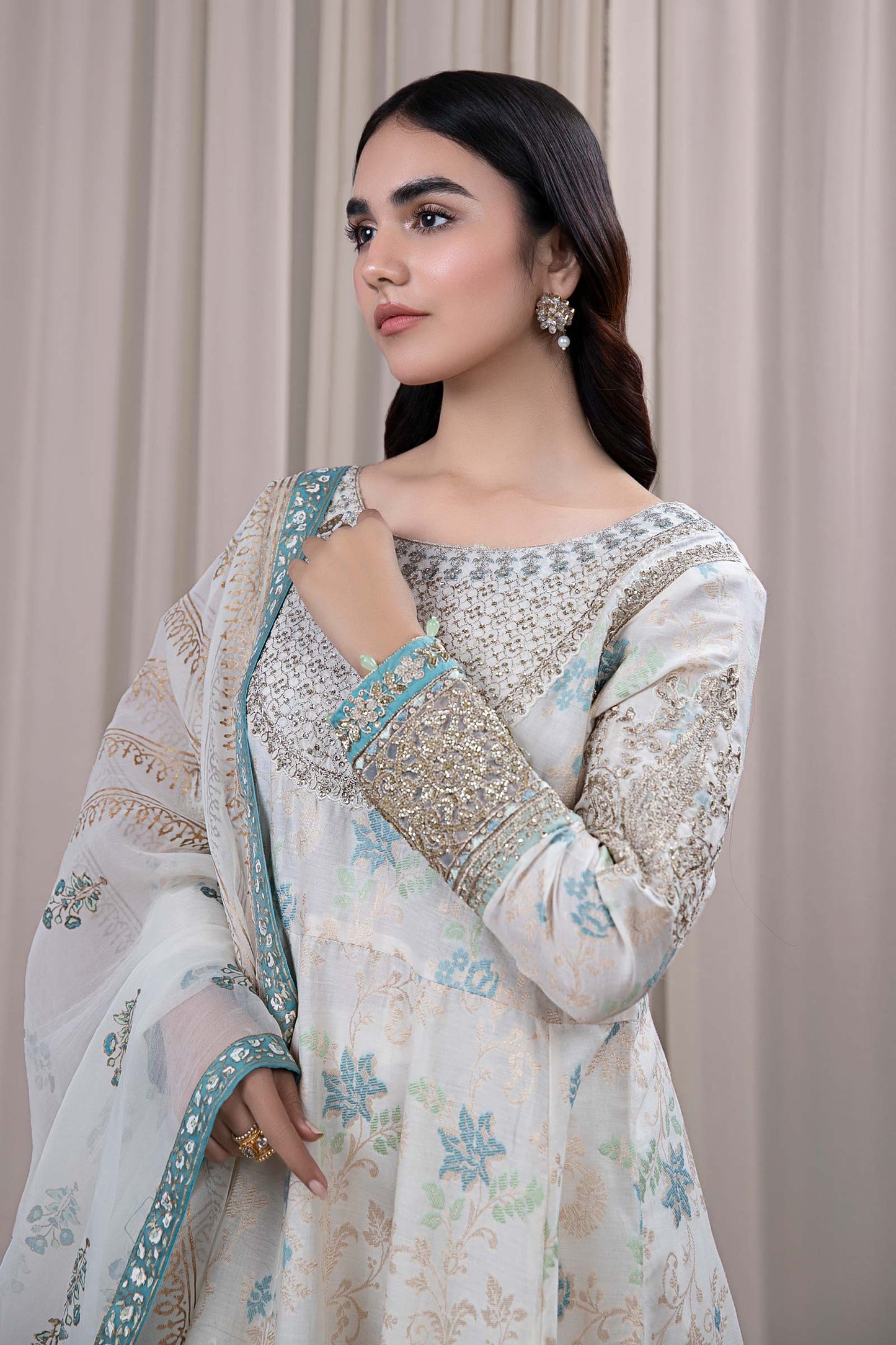 3 PIECE EMBROIDERED JACQUARD BROSHIA SUIT | DW-EF24-56