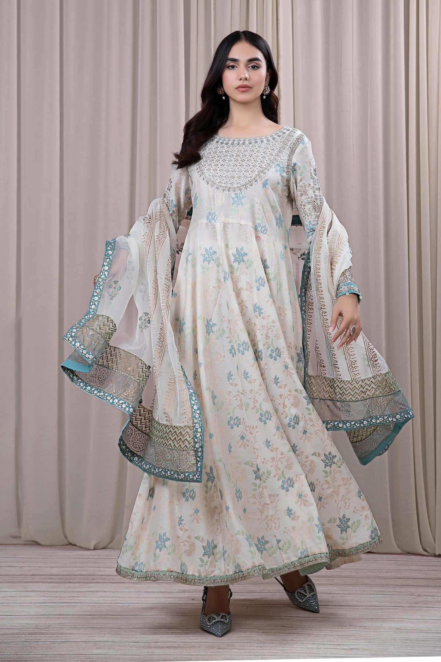 3 PIECE EMBROIDERED JACQUARD BROSHIA SUIT | DW-EF24-56