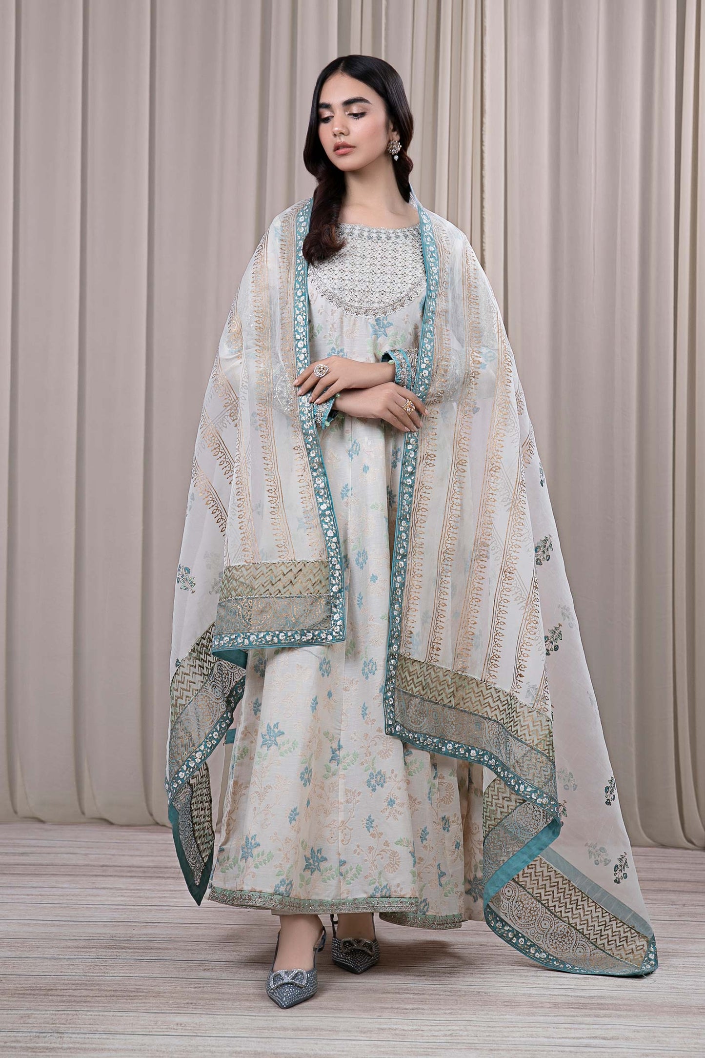 3 PIECE EMBROIDERED JACQUARD BROSHIA SUIT | DW-EF24-56