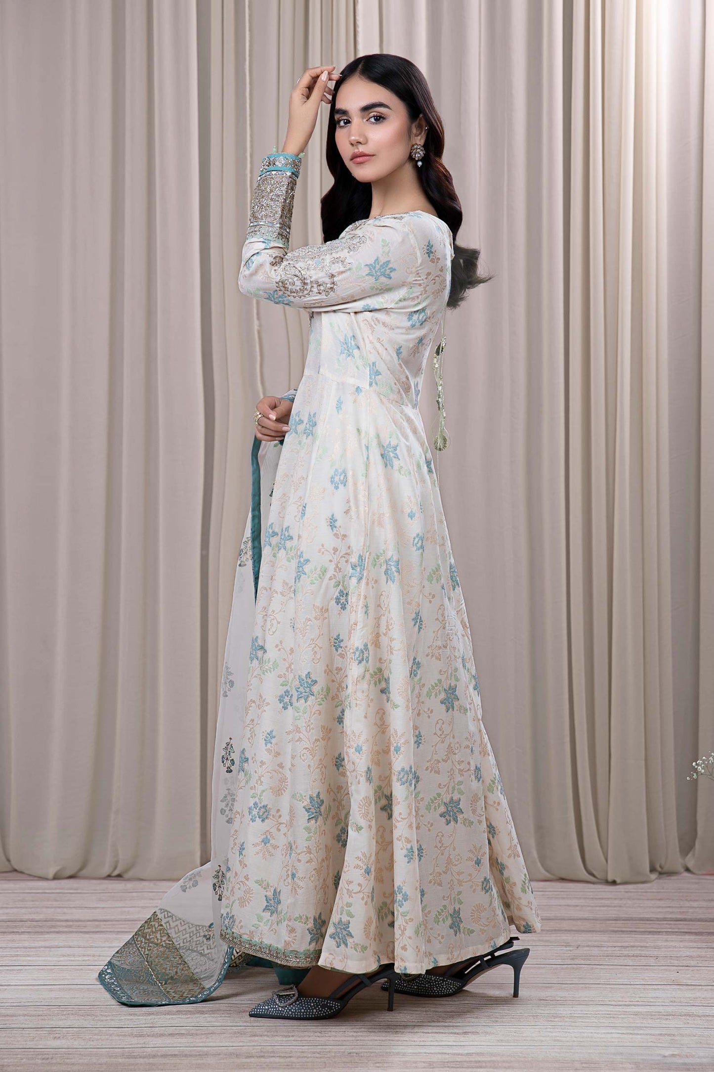 3 PIECE EMBROIDERED JACQUARD BROSHIA SUIT | DW-EF24-56