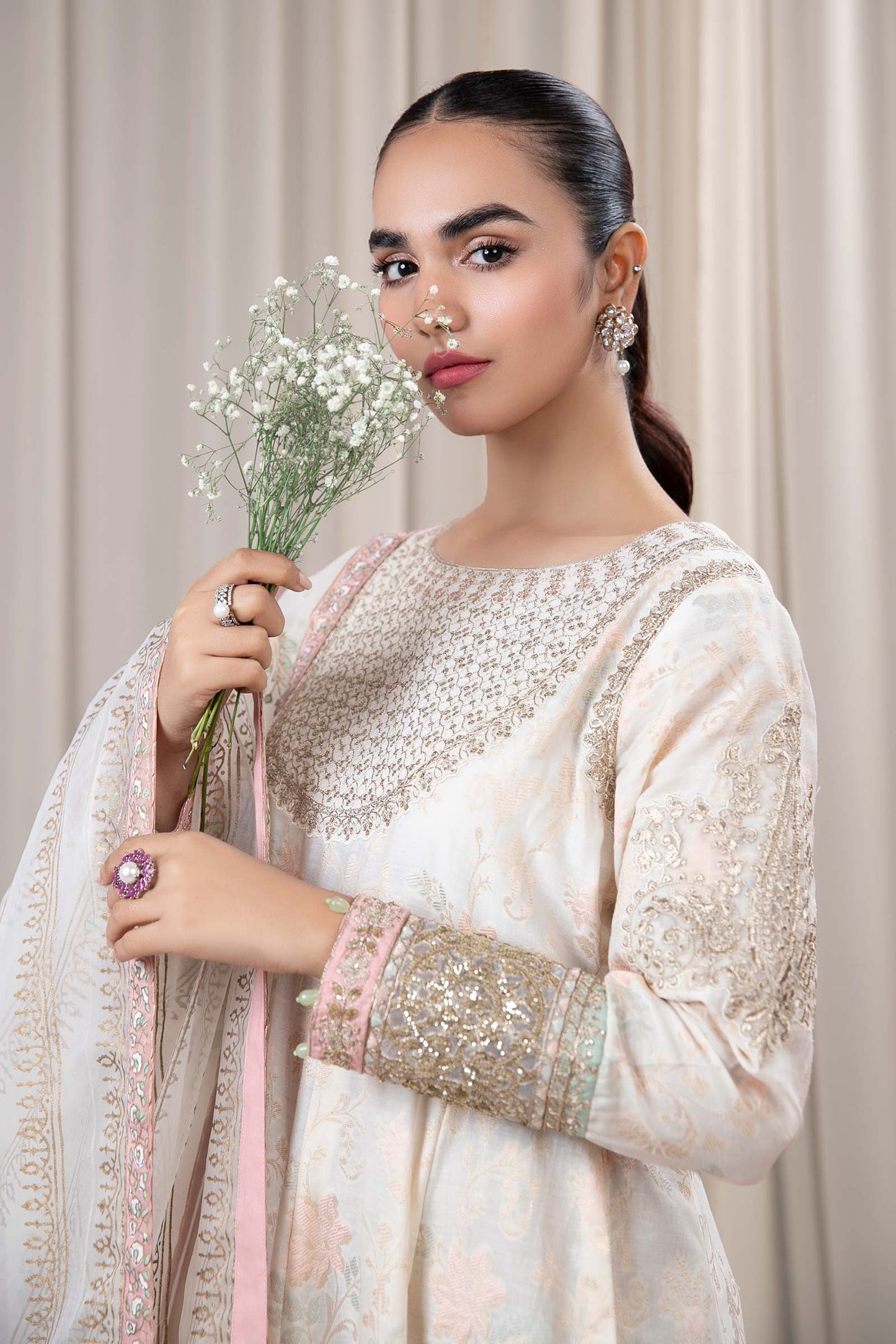 3 PIECE EMBROIDERED JACQUARD BROSHIA SUIT | DW-EF24-56