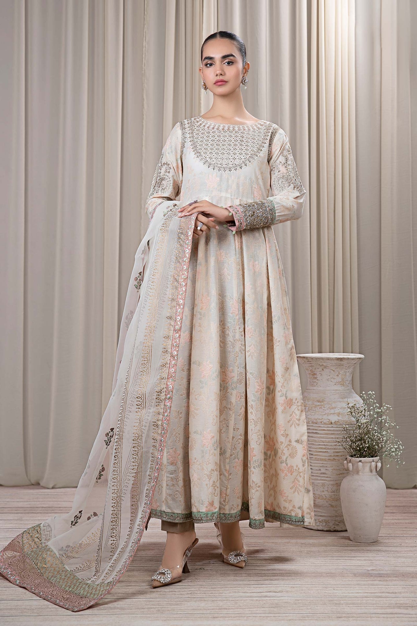 3 PIECE EMBROIDERED JACQUARD BROSHIA SUIT | DW-EF24-56