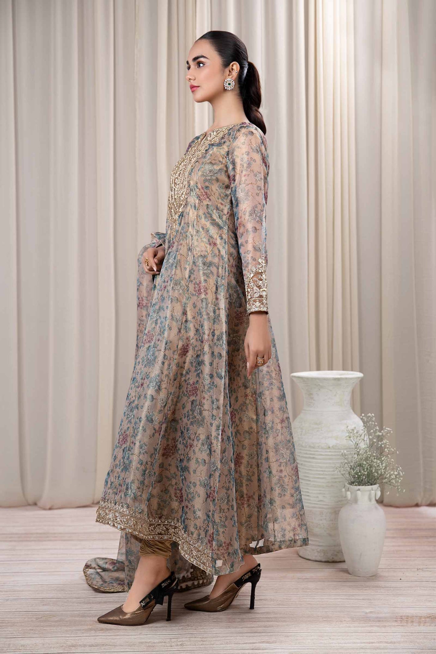 3 PIECE PRINTED ORGANZA MASOORI NET SUIT | DW-EF24-65