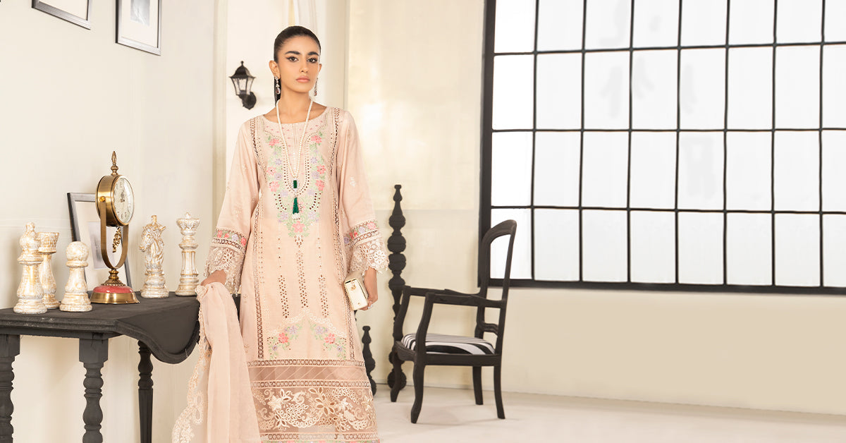 3 PIECE EMBROIDERED DOBBY SUIT | DW-EF24-16