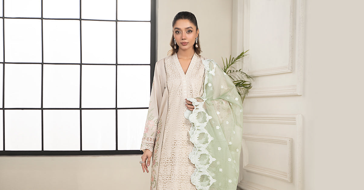 3 PIECE EMBROIDERED LAWN SUIT | DW-EF24-33