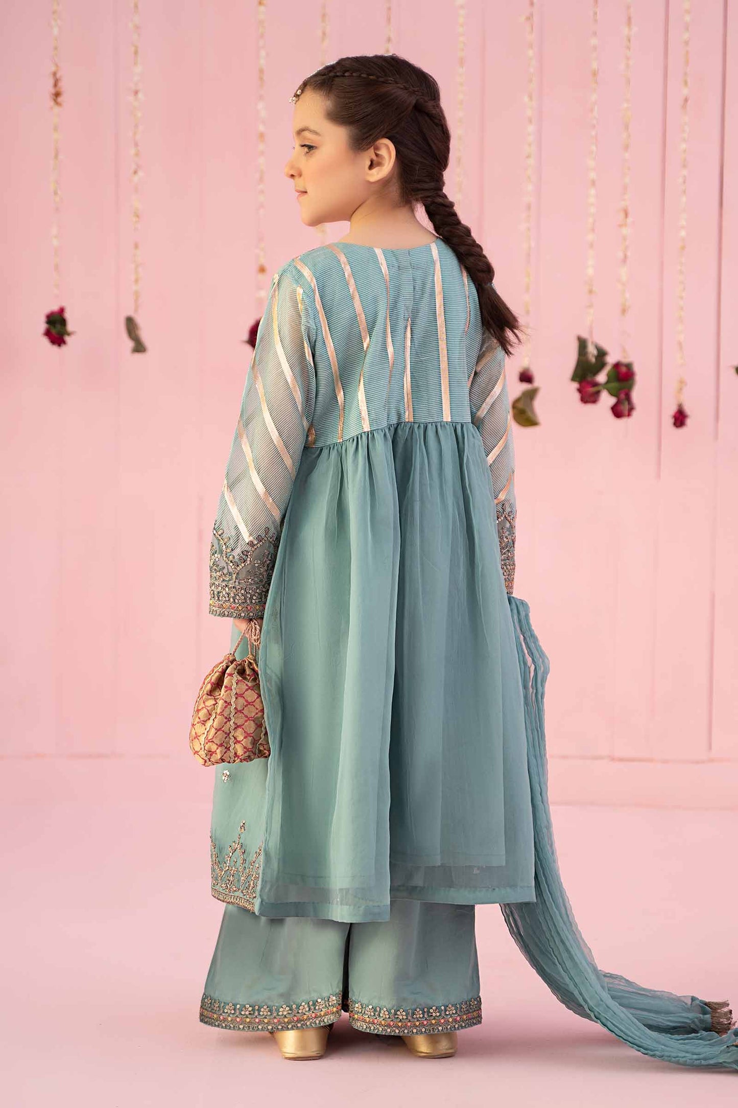 3 PIECE EMBROIDERED ORGANZA SUIT | MKS-EF24-27