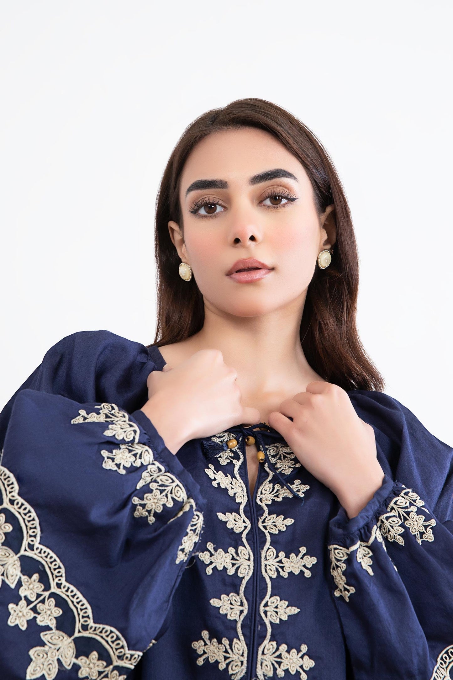 EMBROIDERED ARABIC LAWN TUNIC DRESS | MB-EF24-200