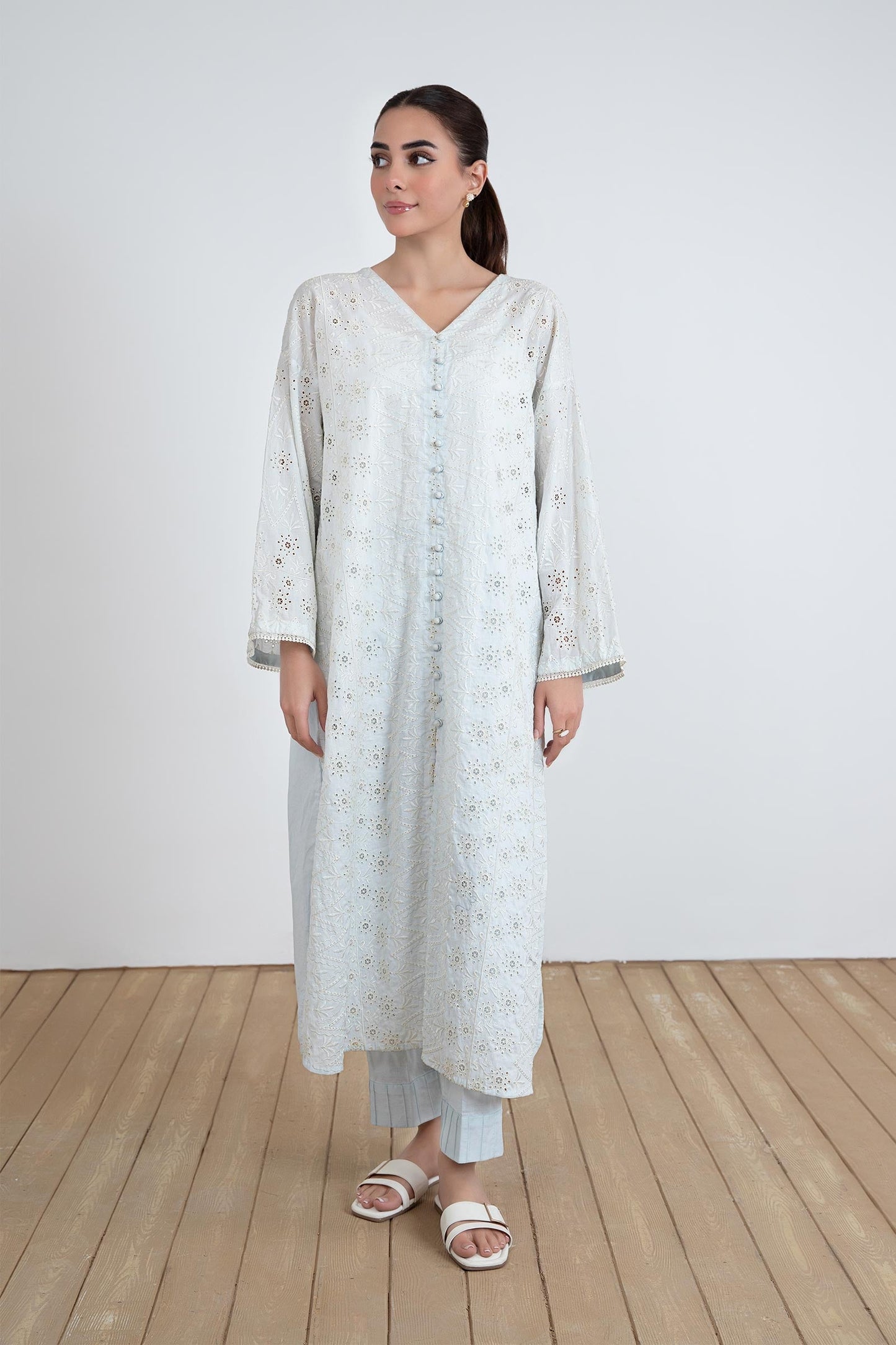 EMBROIDERED LAWN TUNIC SHIRT | MB-EF24-33