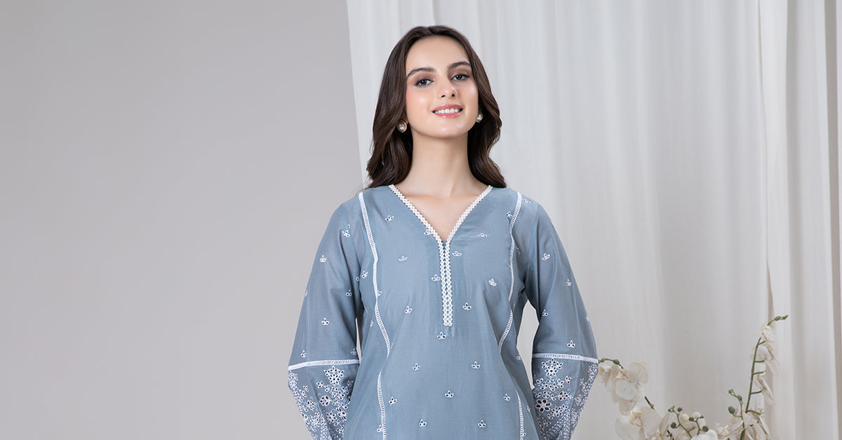 EMBROIDERED LAWN KURTA | MB-EF24-73