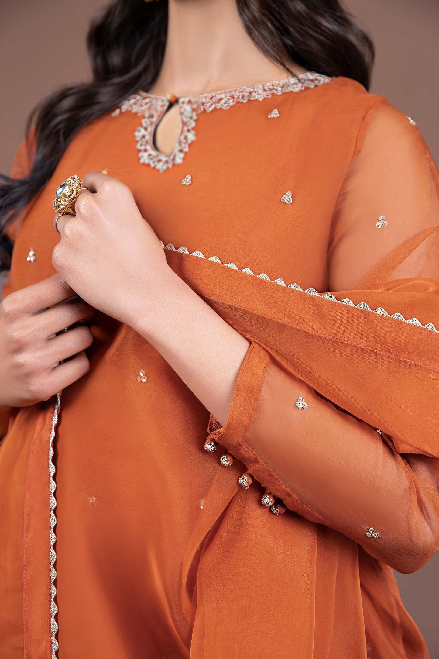 2 PIECE EMBROIDERED ORGANZA SUIT | MB-F24-512