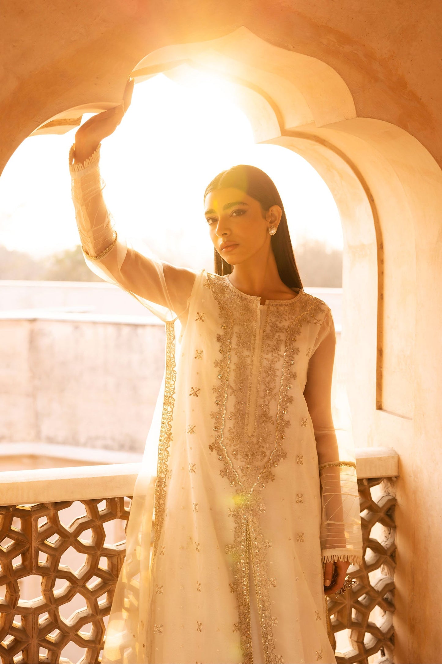 2 PIECE EMBROIDERED ORGANZA SUIT | MB-F24-516