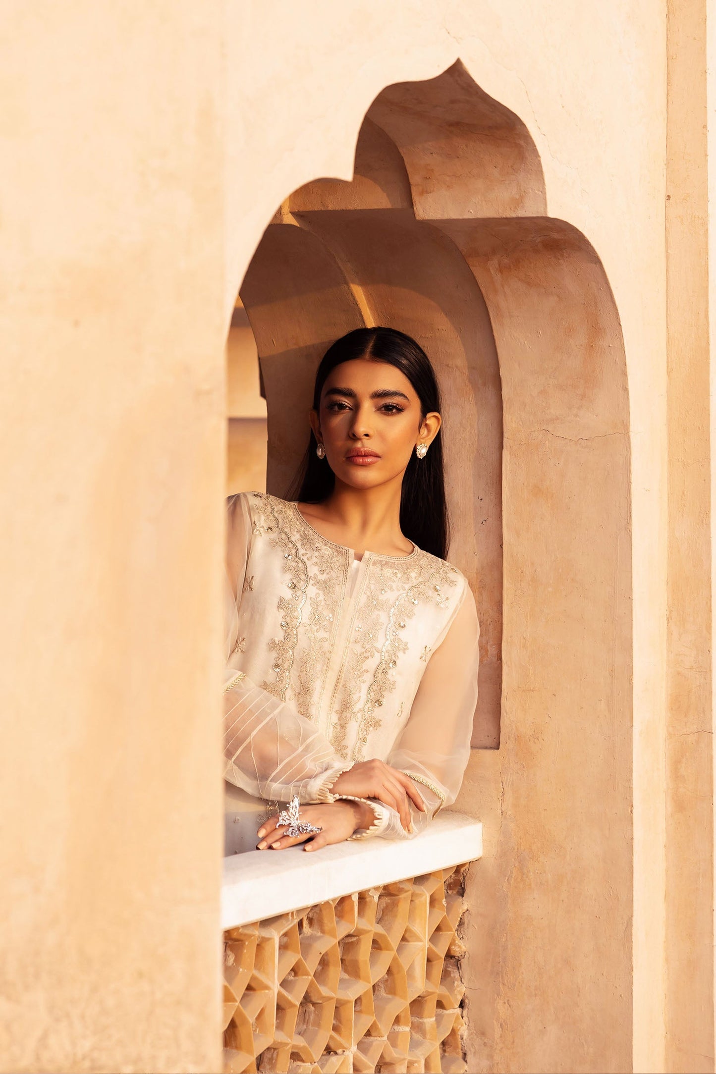 2 PIECE EMBROIDERED ORGANZA SUIT | MB-F24-516