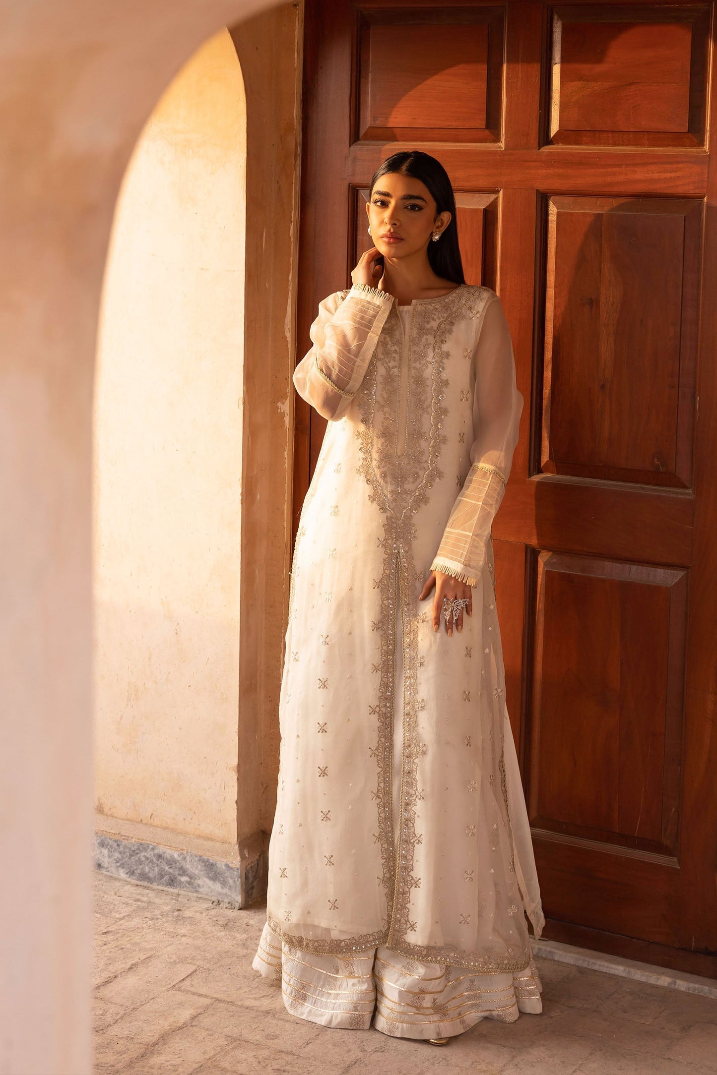 2 PIECE EMBROIDERED ORGANZA SUIT | MB-F24-516