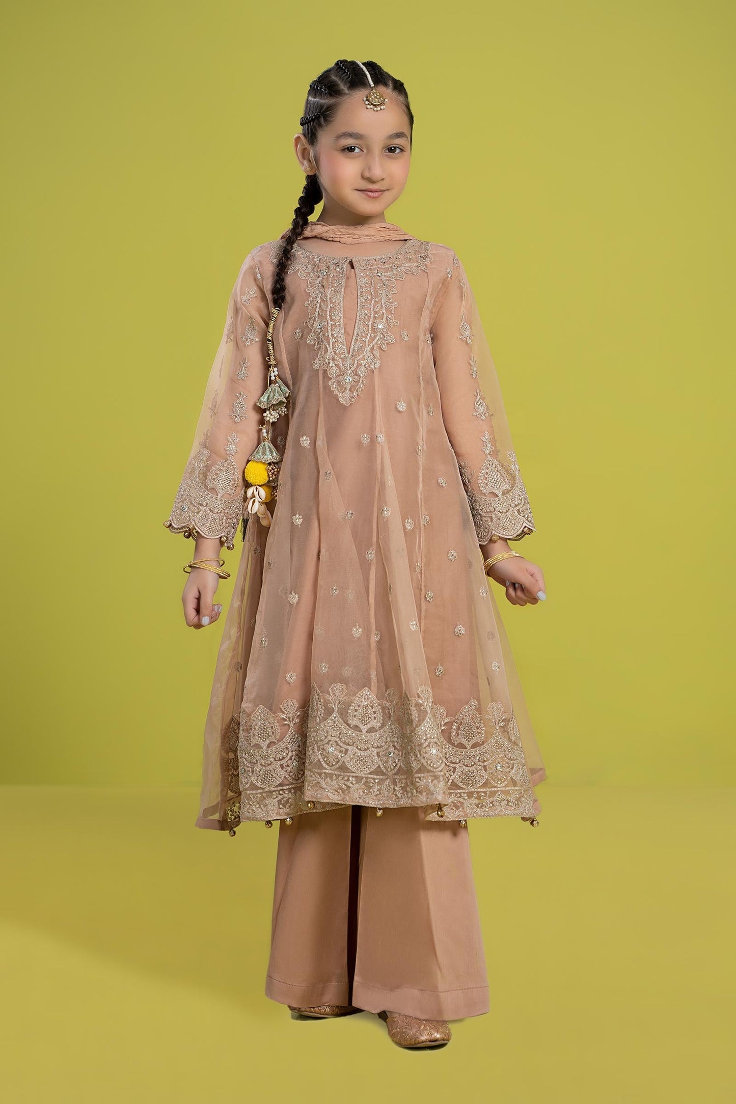 3 PIECE EMBROIDERED ORGANZA SUIT | MKS-EF24-05