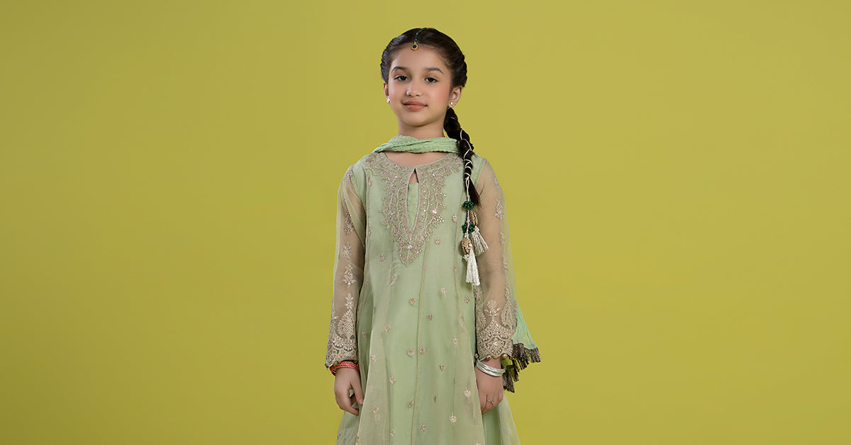 3 PIECE EMBROIDERED ORGANZA SUIT | MKS-EF24-05