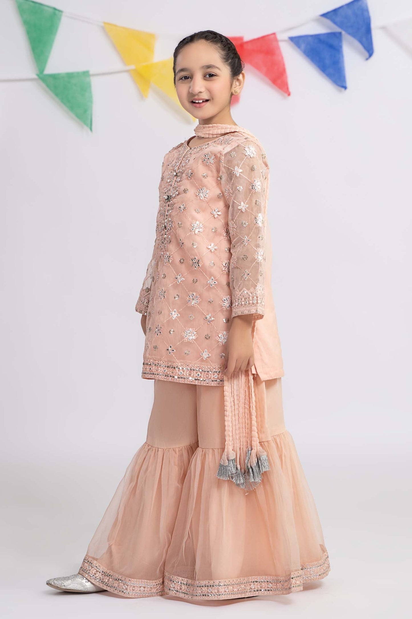 3 PIECE EMBROIDERED ORGANZA SUIT | MKS-EF24-11