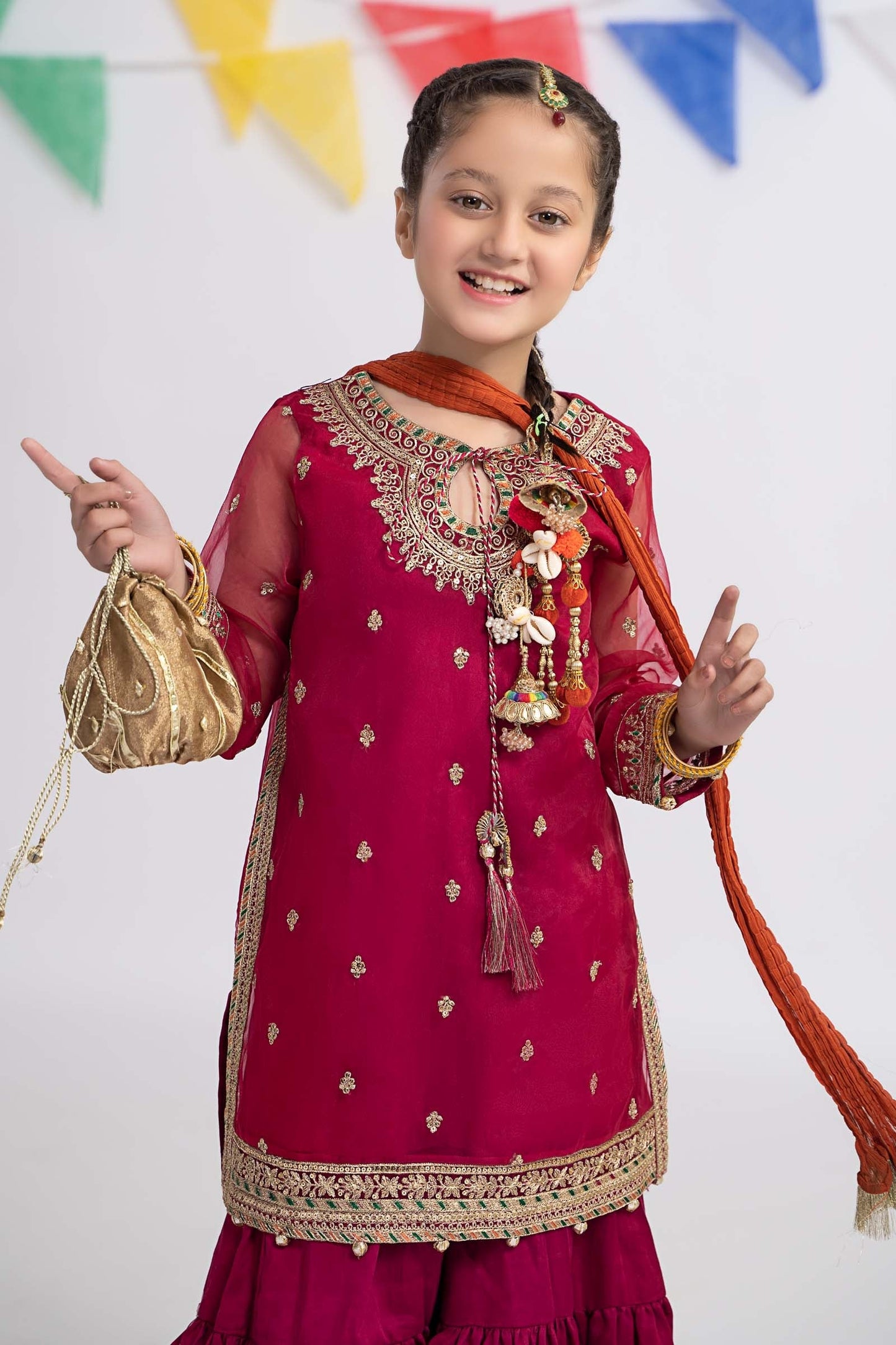 3 PIECE EMBROIDERED ORGANZA SUIT | MKS-EF24-12