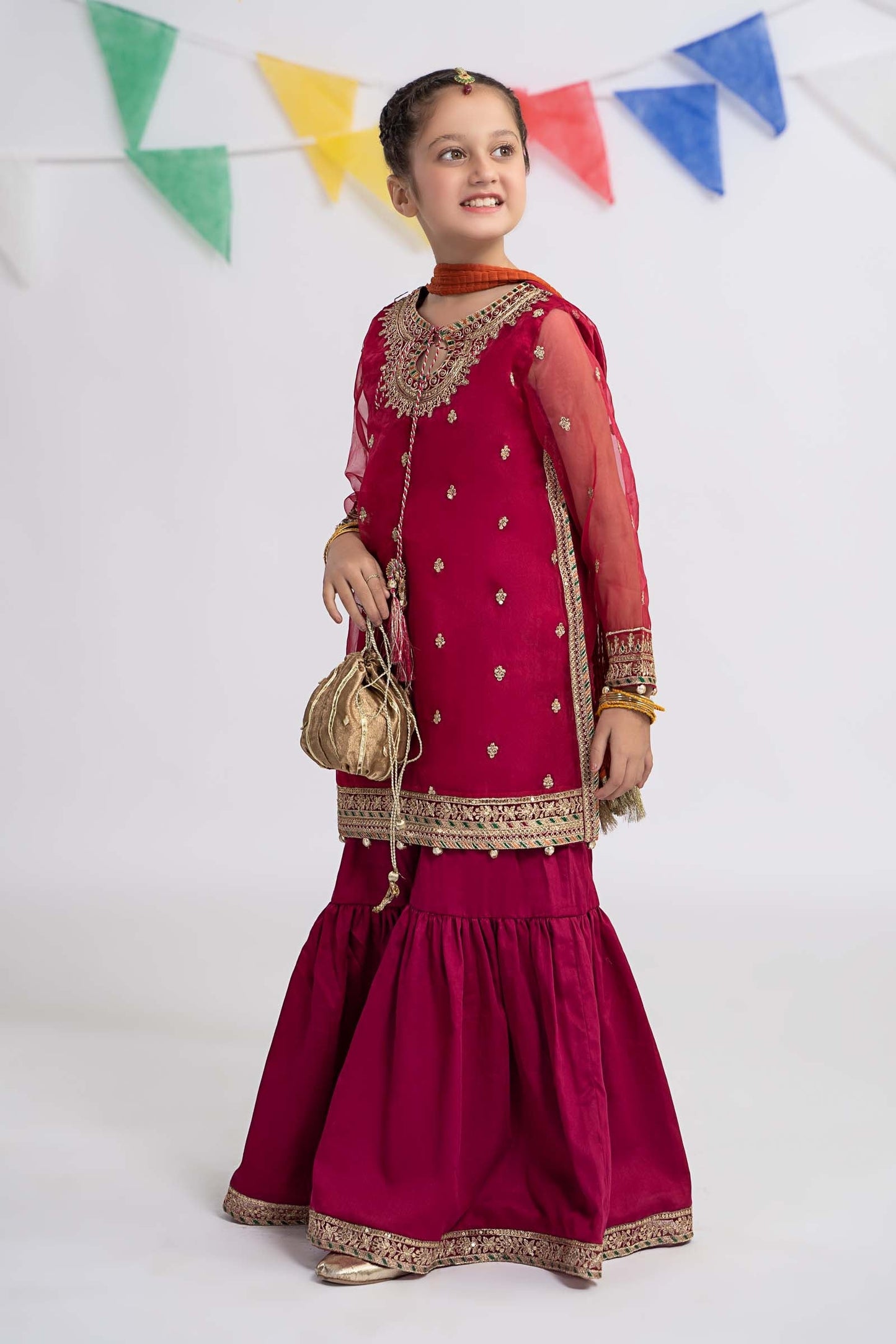 3 PIECE EMBROIDERED ORGANZA SUIT | MKS-EF24-12