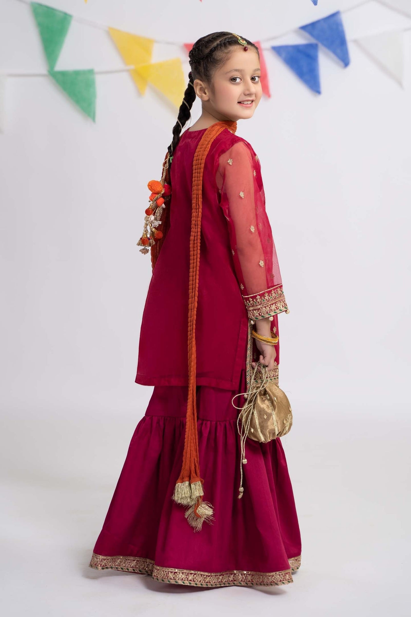 3 PIECE EMBROIDERED ORGANZA SUIT | MKS-EF24-12