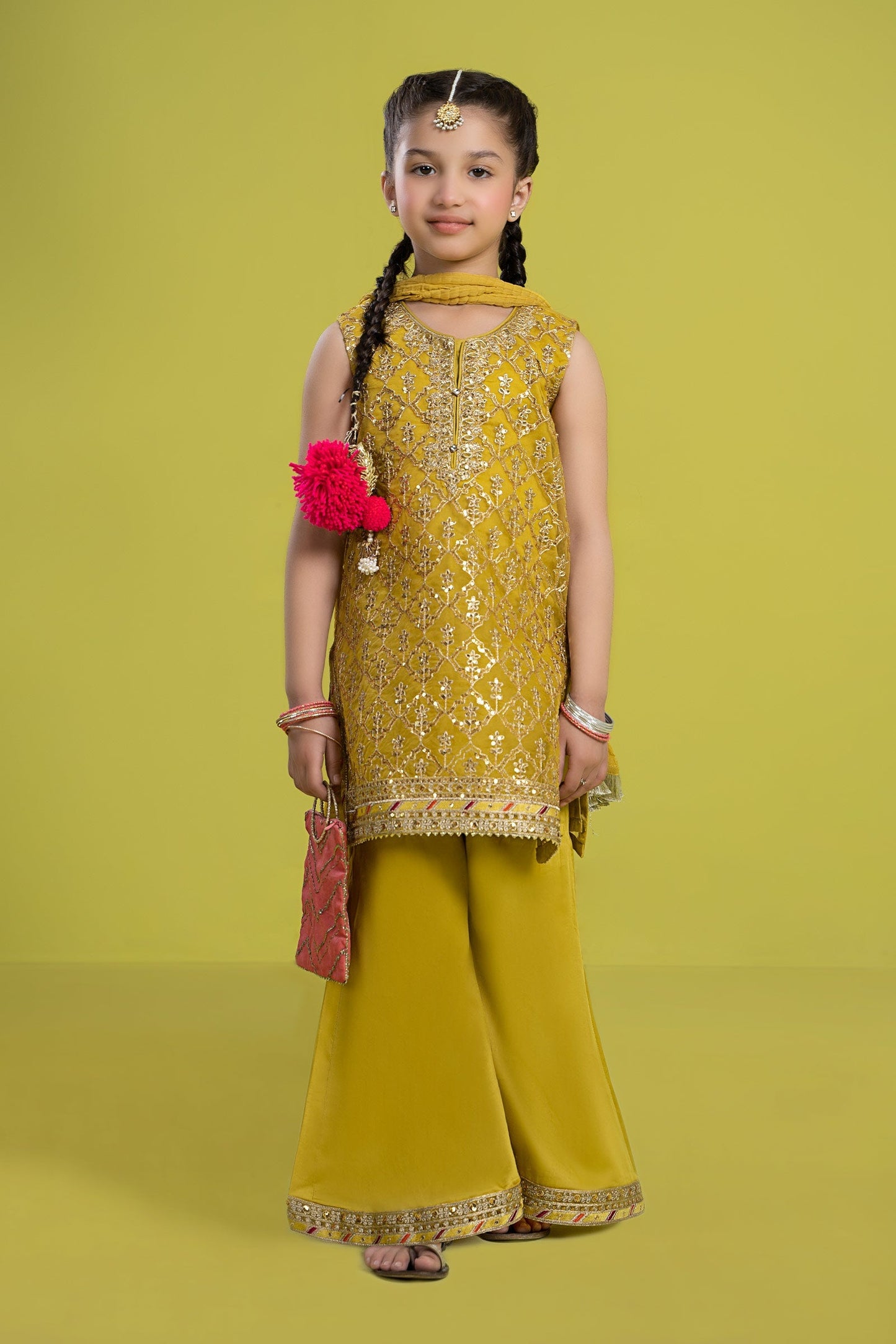 3 PIECE EMBROIDERED ORGANZA SUIT | MKS-EF24-14