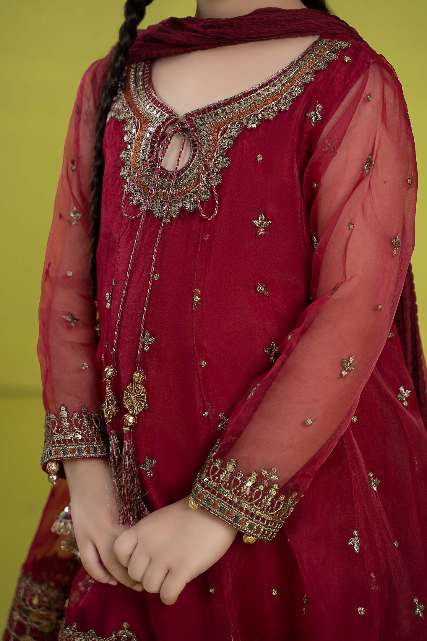 3 PIECE EMBROIDERED ORGANZA SUIT | MKS-EF24-16