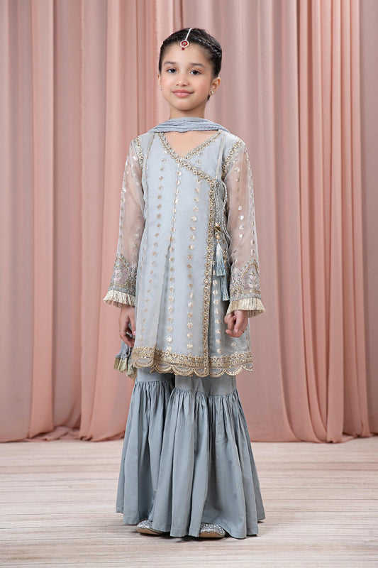 3 PIECE EMBROIDERED ORGANZA SUIT | MKS-EF24-18