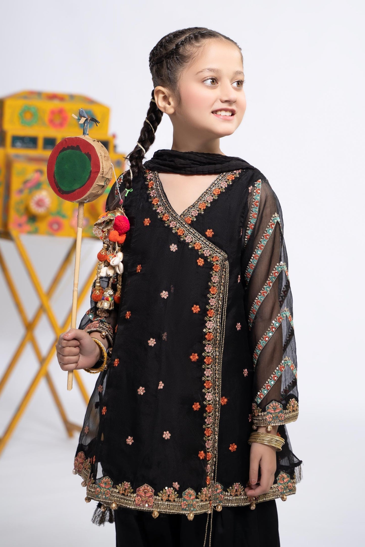 3 PIECE EMBROIDERED ORGANZA SUIT | MKS-EF24-24