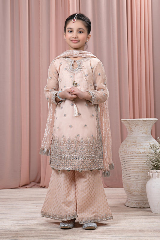 3 PIECE EMBROIDERED ORGANZA SUIT | MKS-EF24-25