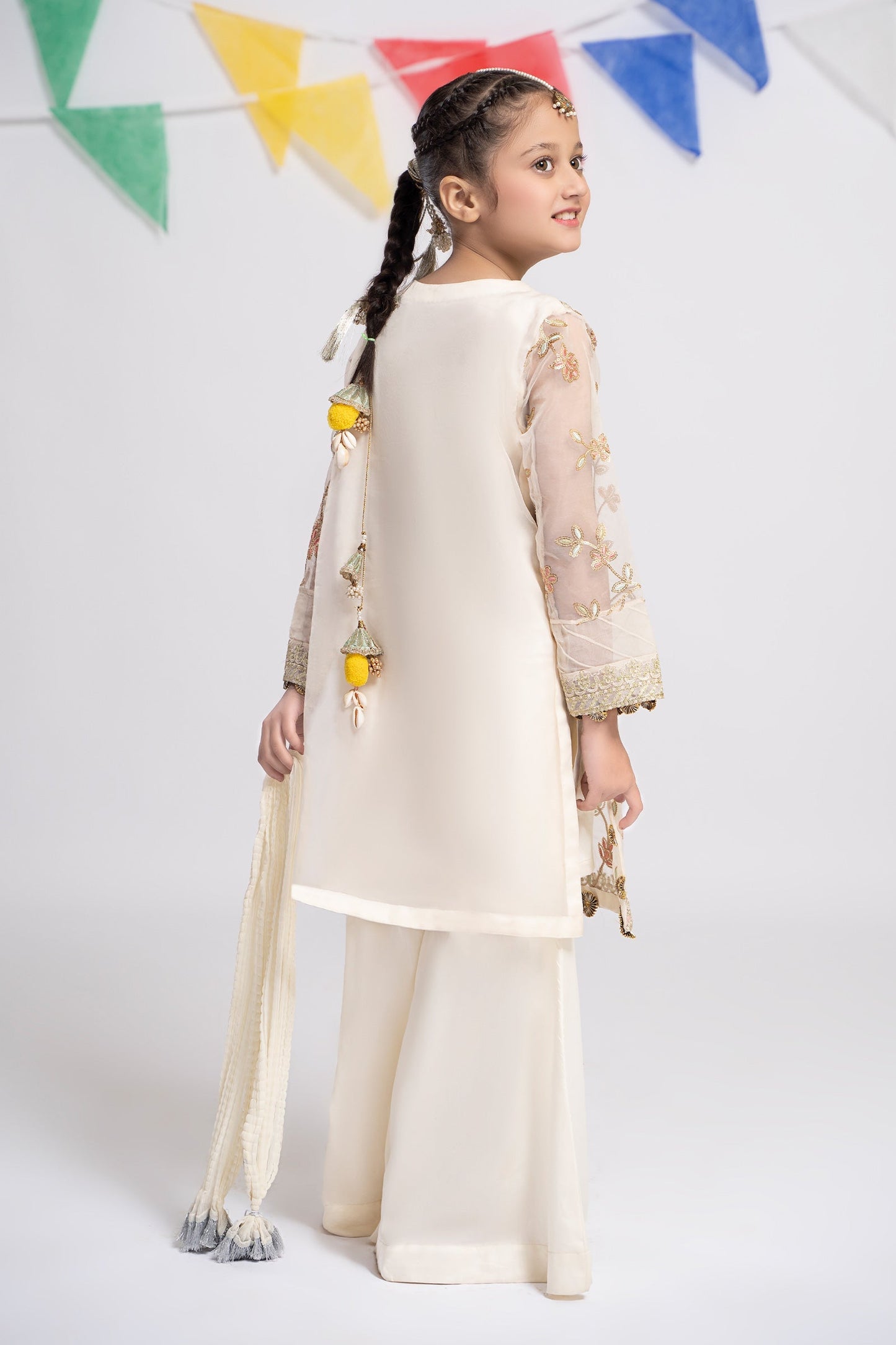 3 PIECE EMBROIDERED ORGANZA SUIT | MKS-EF24-30