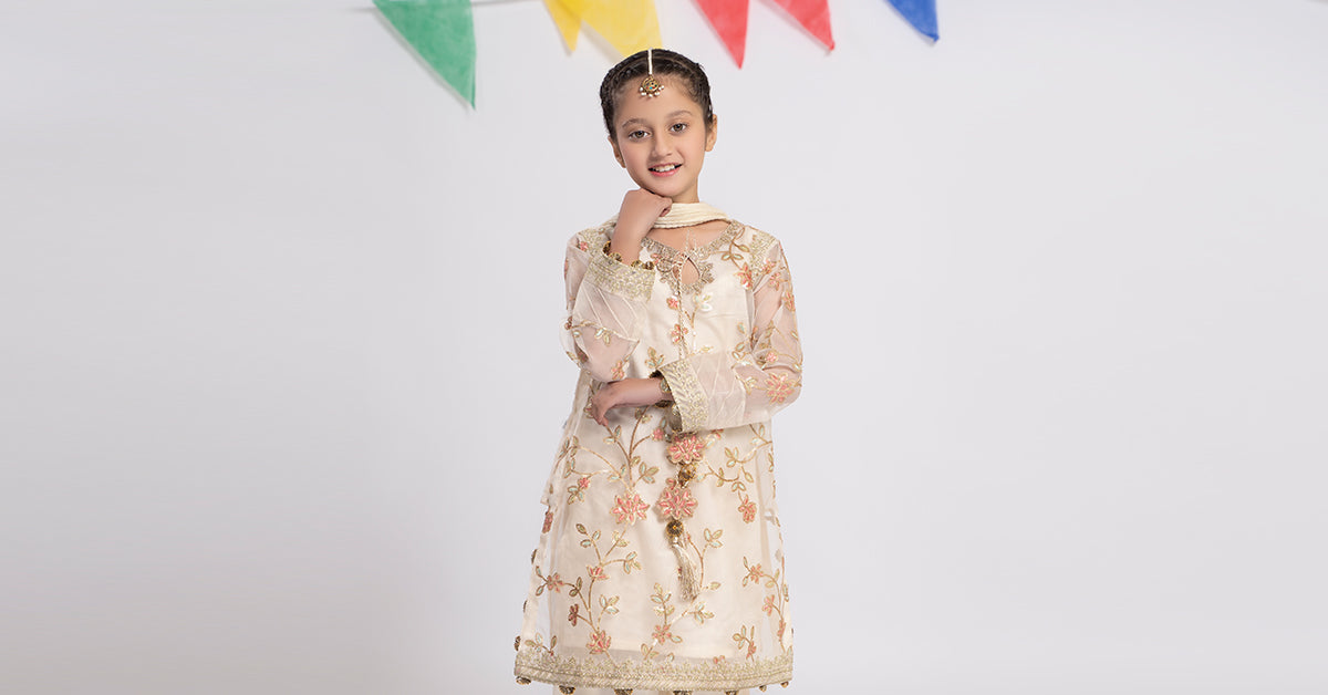 3 PIECE EMBROIDERED ORGANZA SUIT | MKS-EF24-30