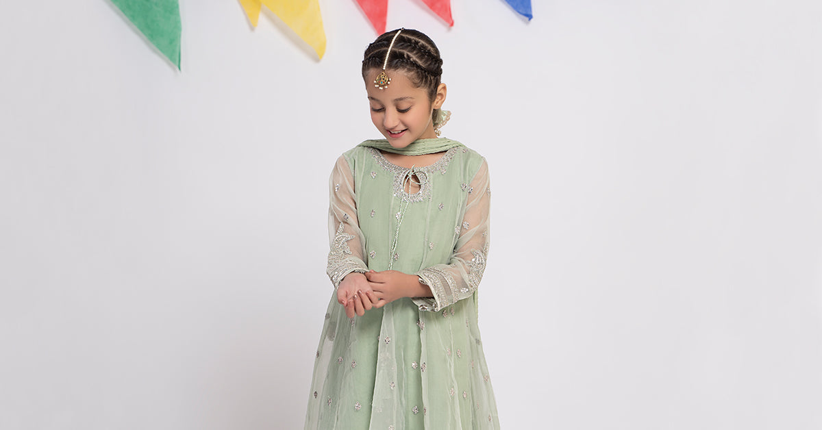 3 PIECE EMBROIDERED ORGANZA SUIT | MKS-EF24-15