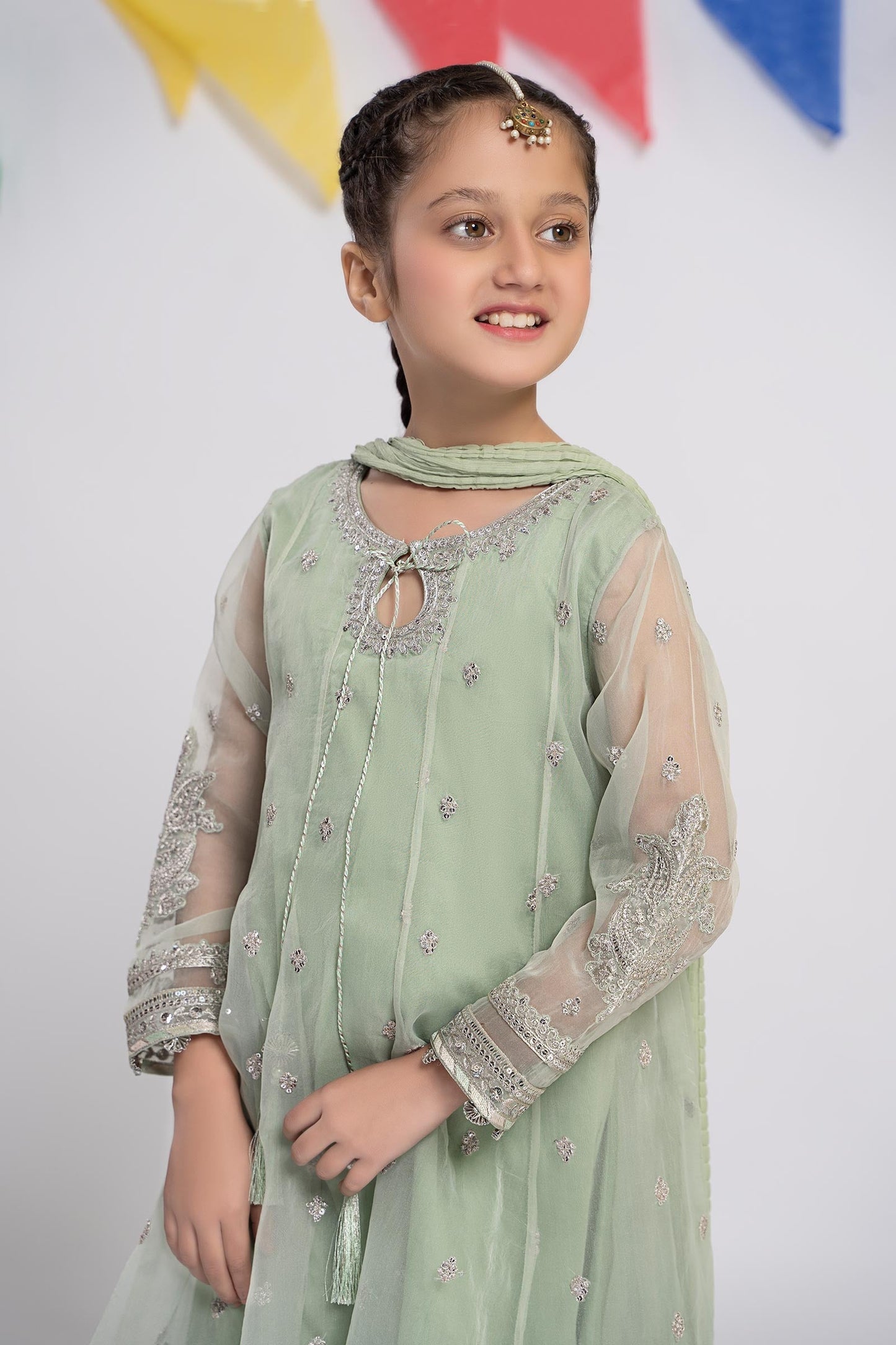 3 PIECE EMBROIDERED ORGANZA SUIT | MKS-EF24-15