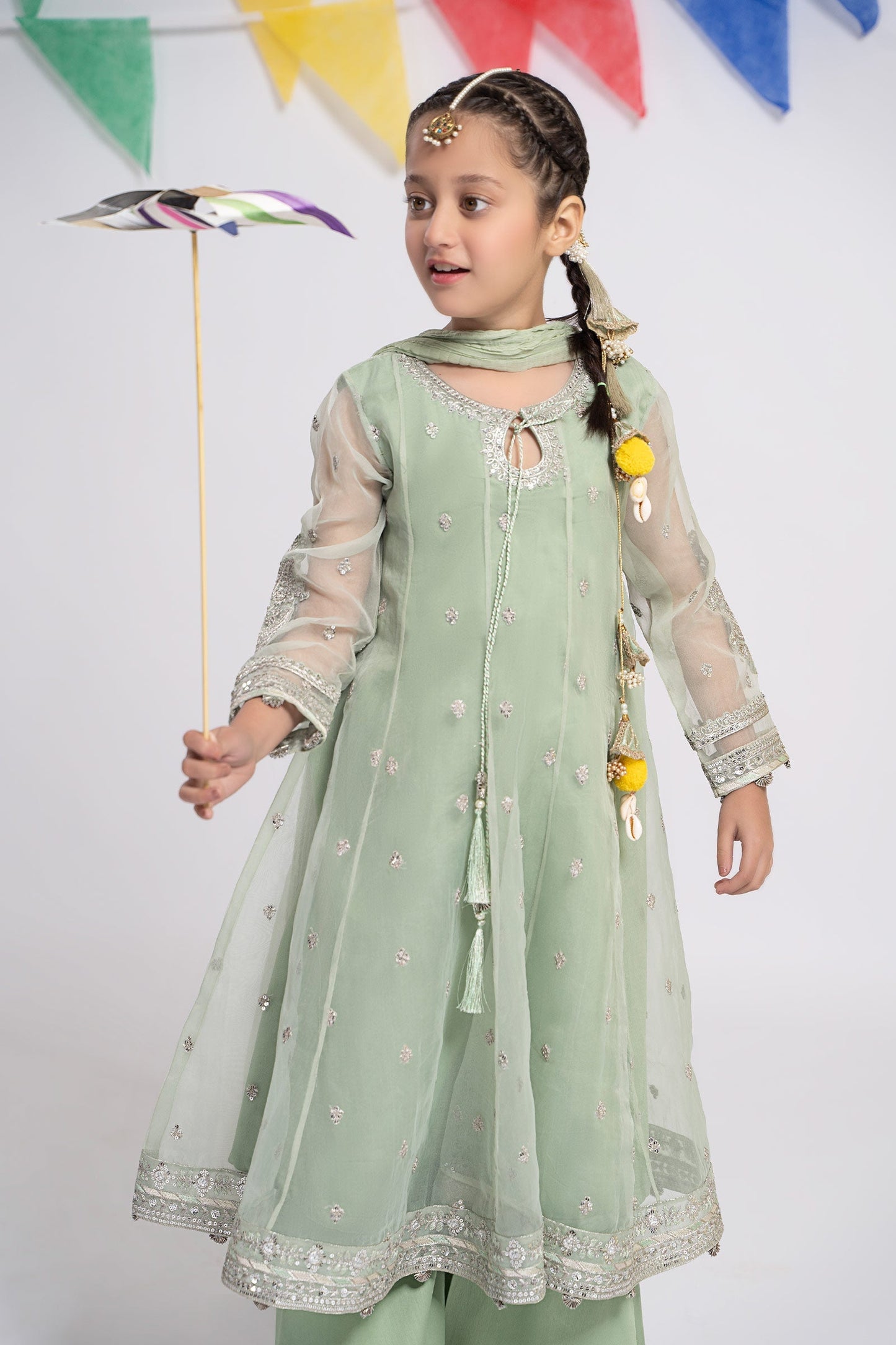 3 PIECE EMBROIDERED ORGANZA SUIT | MKS-EF24-15