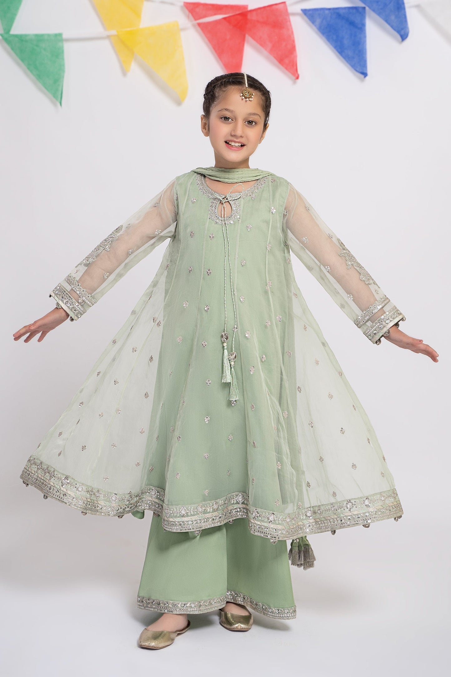 3 PIECE EMBROIDERED ORGANZA SUIT | MKS-EF24-15