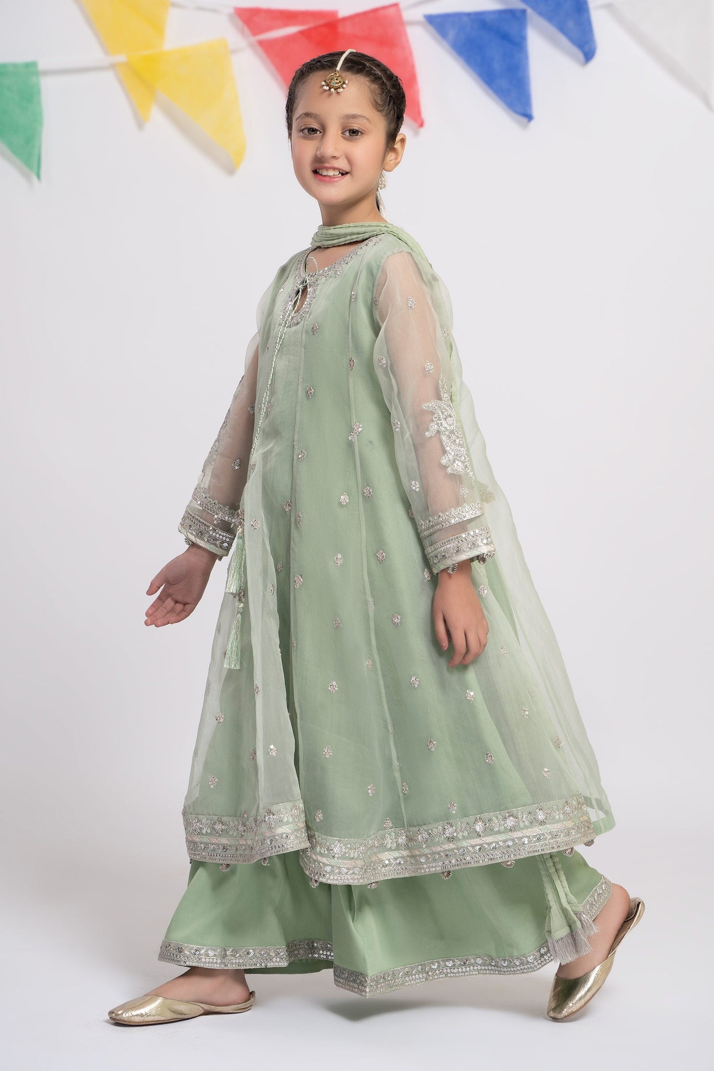 3 PIECE EMBROIDERED ORGANZA SUIT | MKS-EF24-15