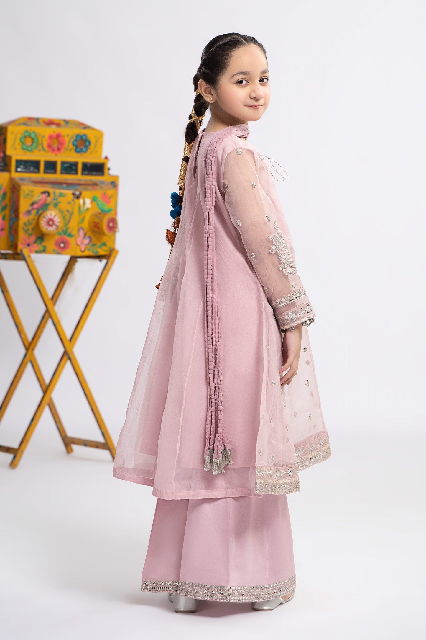 3 PIECE EMBROIDERED ORGANZA SUIT | MKS-EF24-15