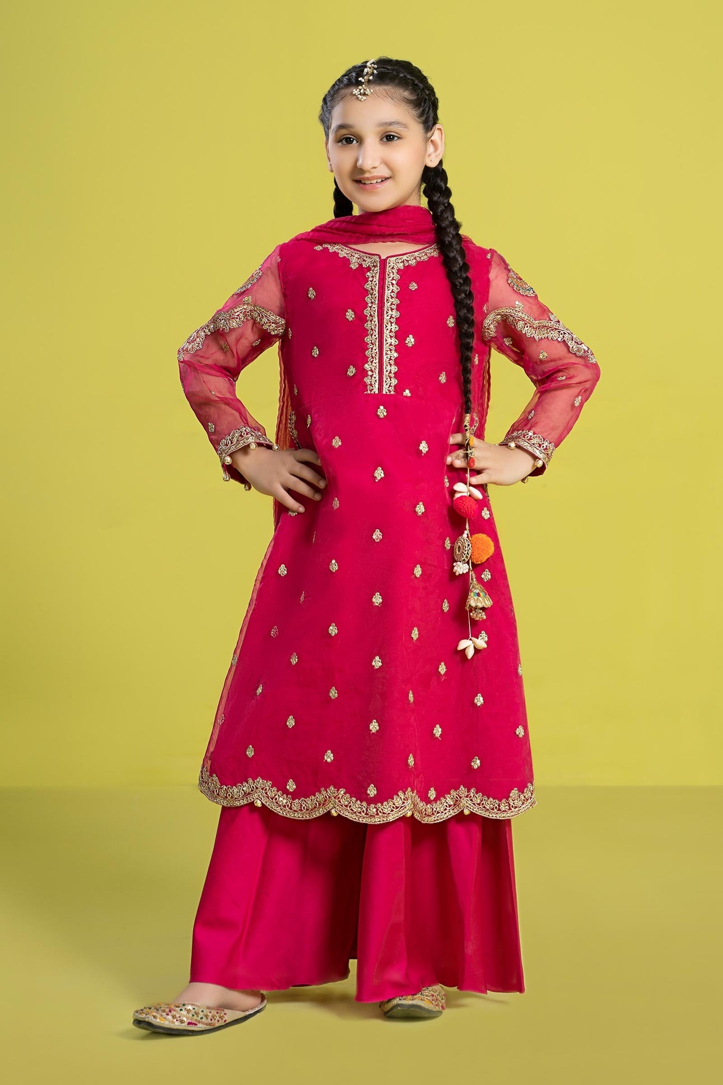 3 PIECE EMBROIDERED ORGANZA SUIT | MKS-EF24-23