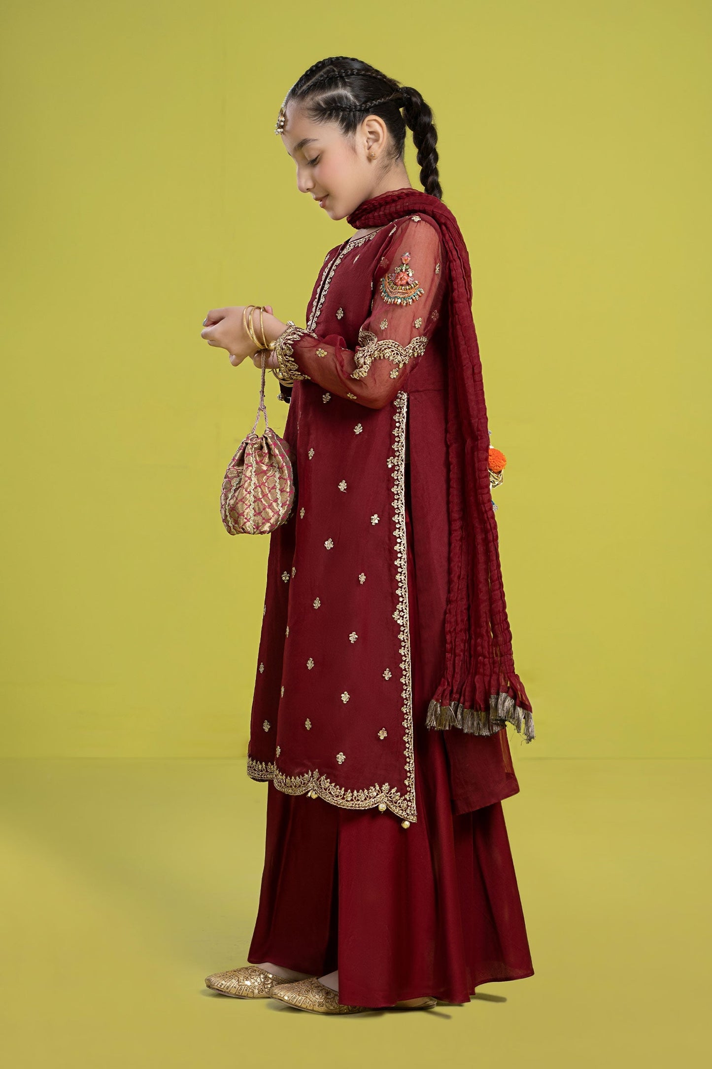 3 PIECE EMBROIDERED ORGANZA SUIT | MKS-EF24-23