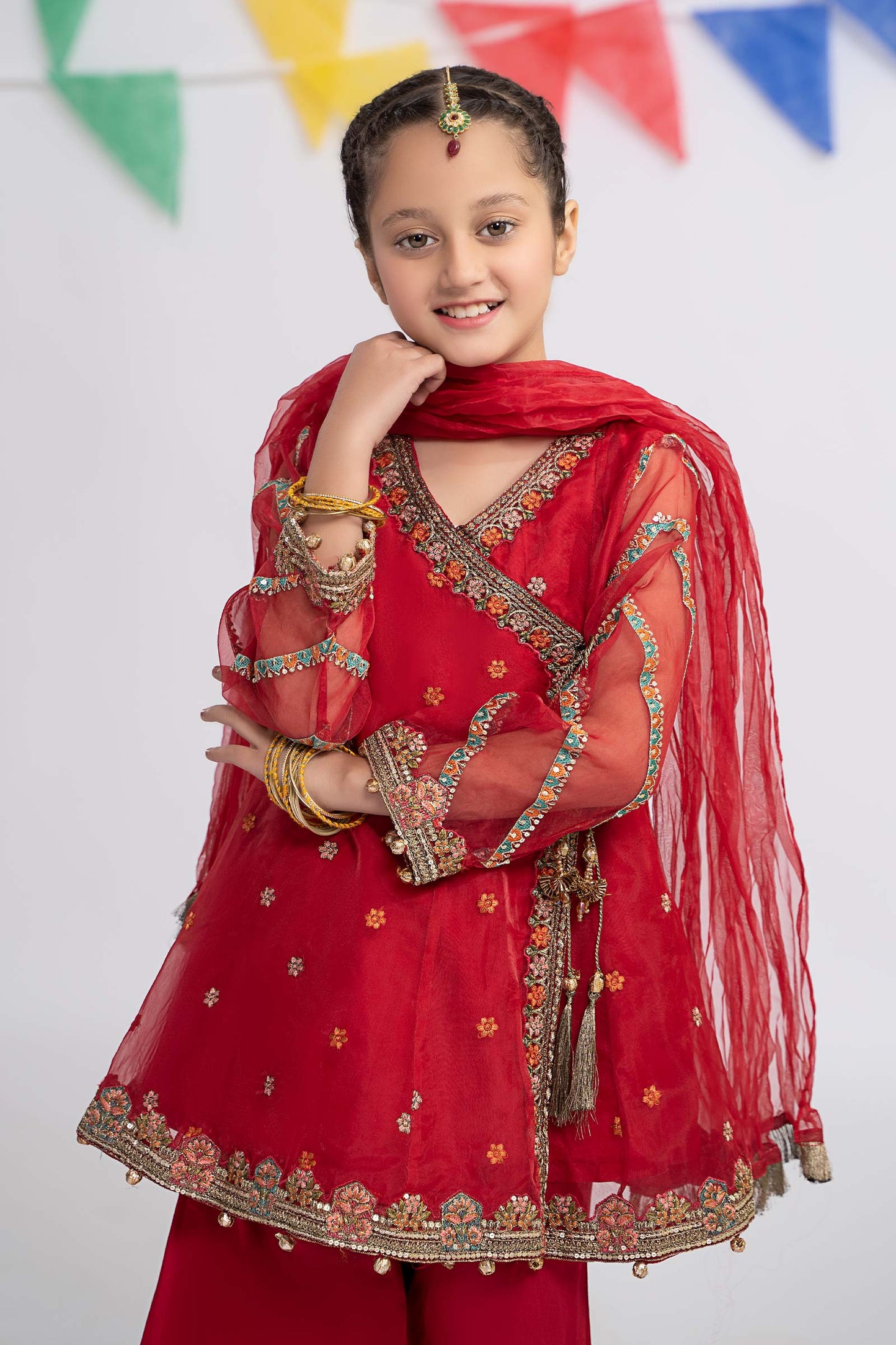 3 PIECE EMBROIDERED ORGANZA SUIT | MKS-EF24-24