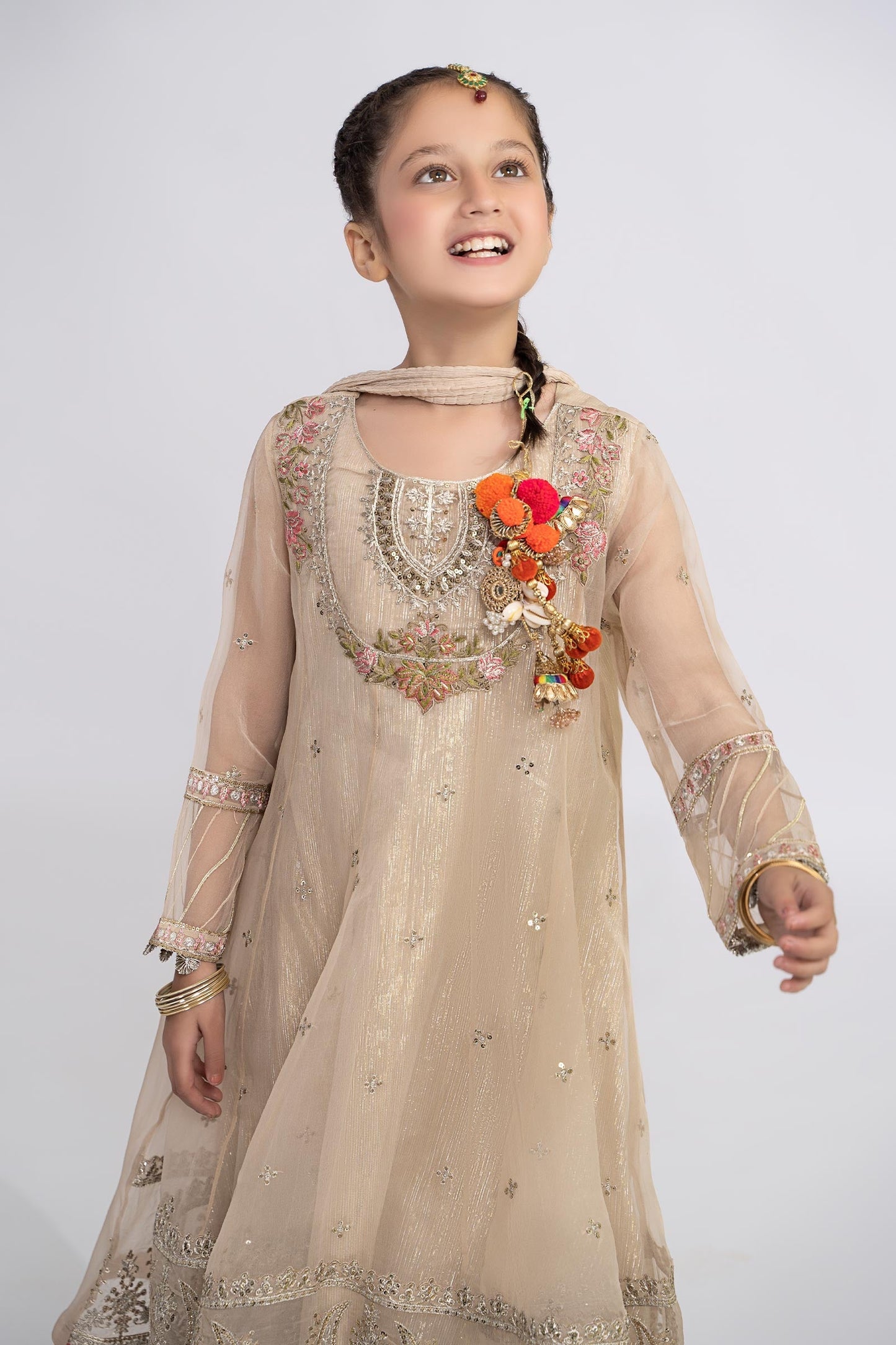 3 PIECE EMBROIDERED ORGANZA SUIT | MKS-EF24-26