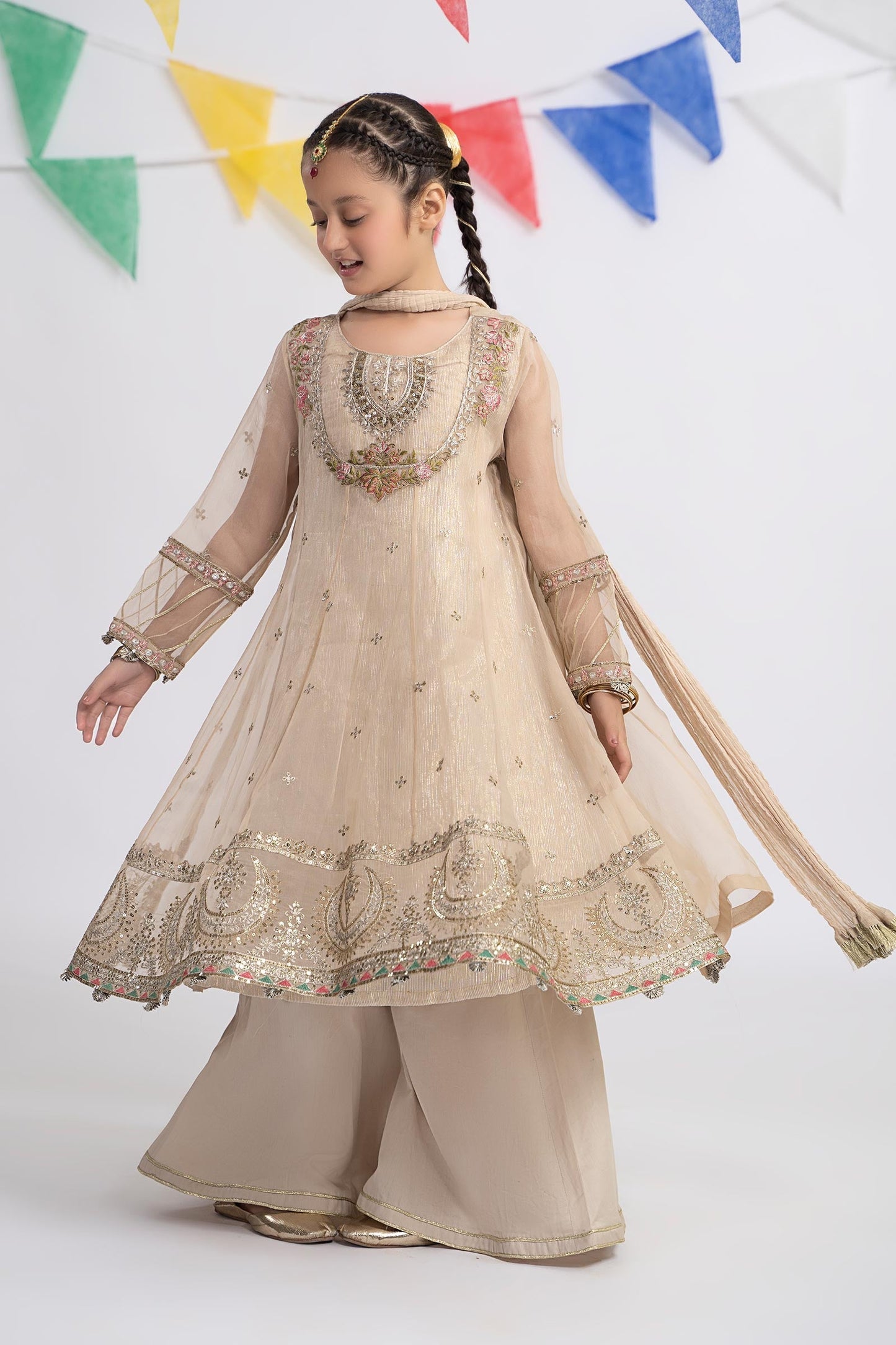 3 PIECE EMBROIDERED ORGANZA SUIT | MKS-EF24-26